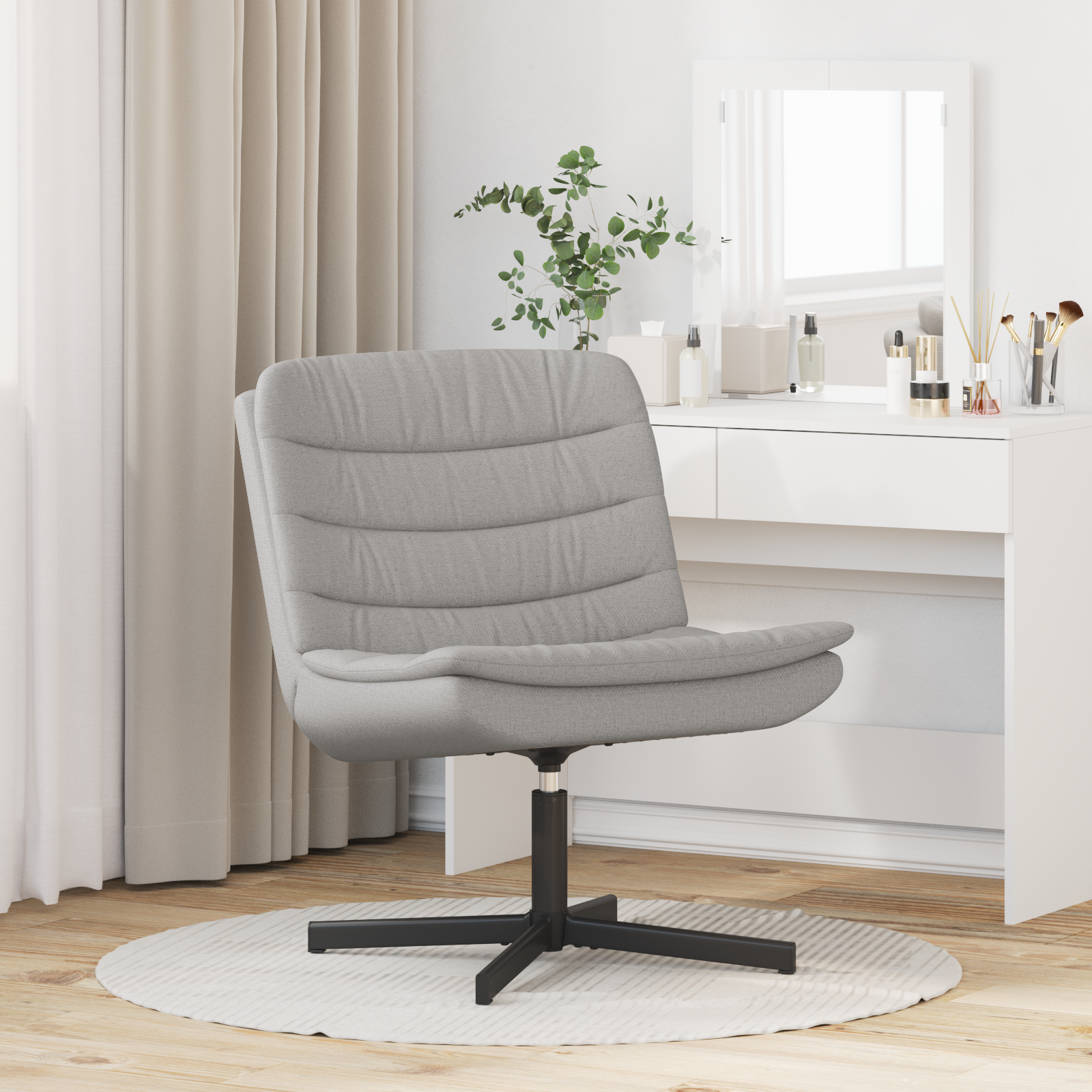 Drehstuhl Hellgrau Polyesterstoff, Metallbasis Mittel – Bild 3