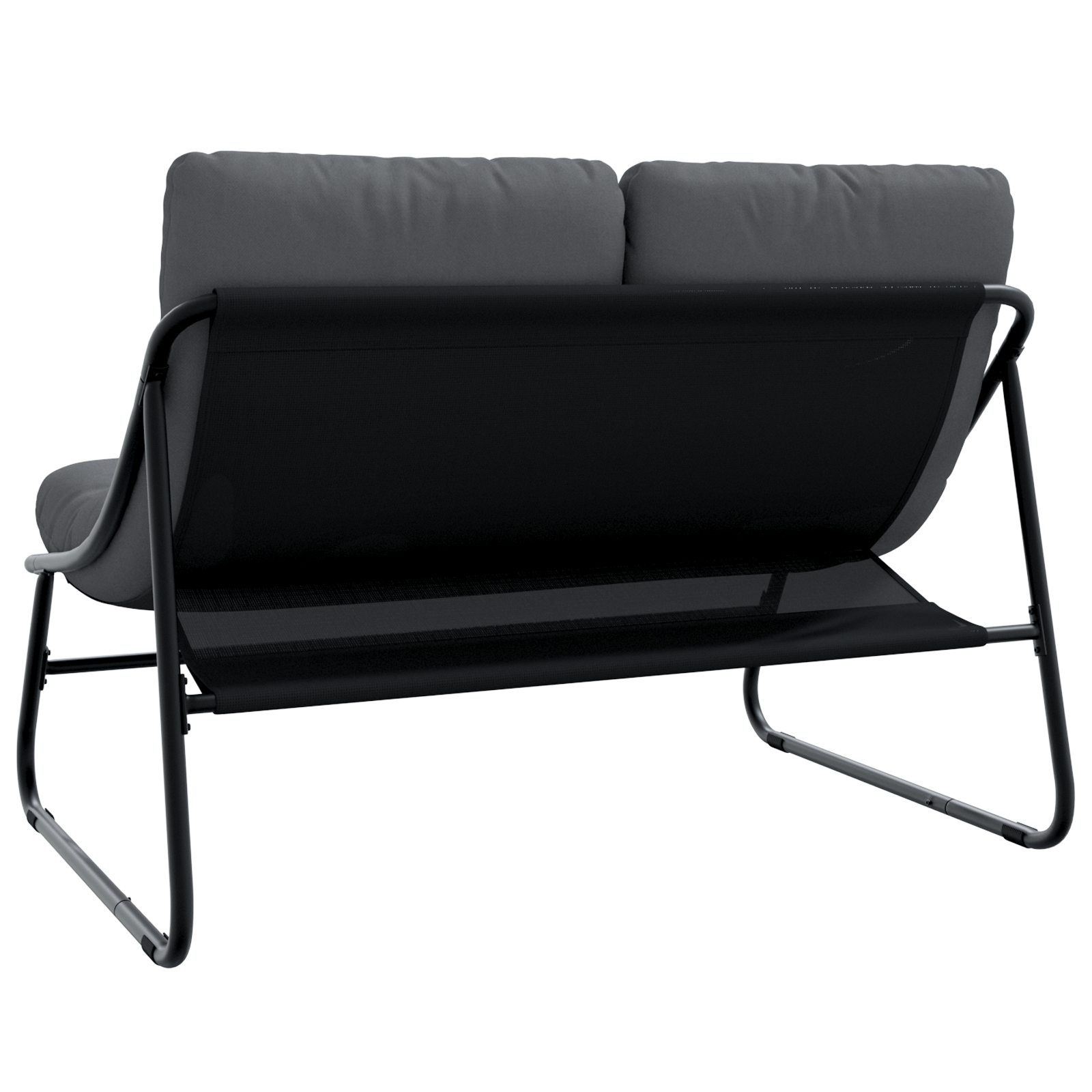 Градинска пейка с възглавница Черна 110x80x71 см Стомана - Image 7