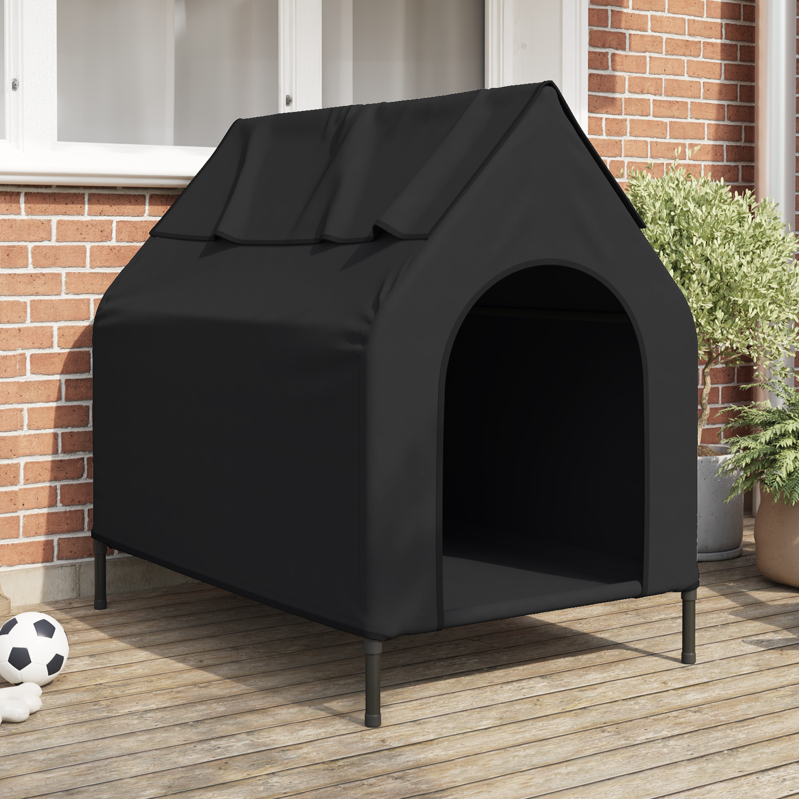 Thumbnail - vidaXL Hundehütte Schwarze Oxford-Stoff und Stahl