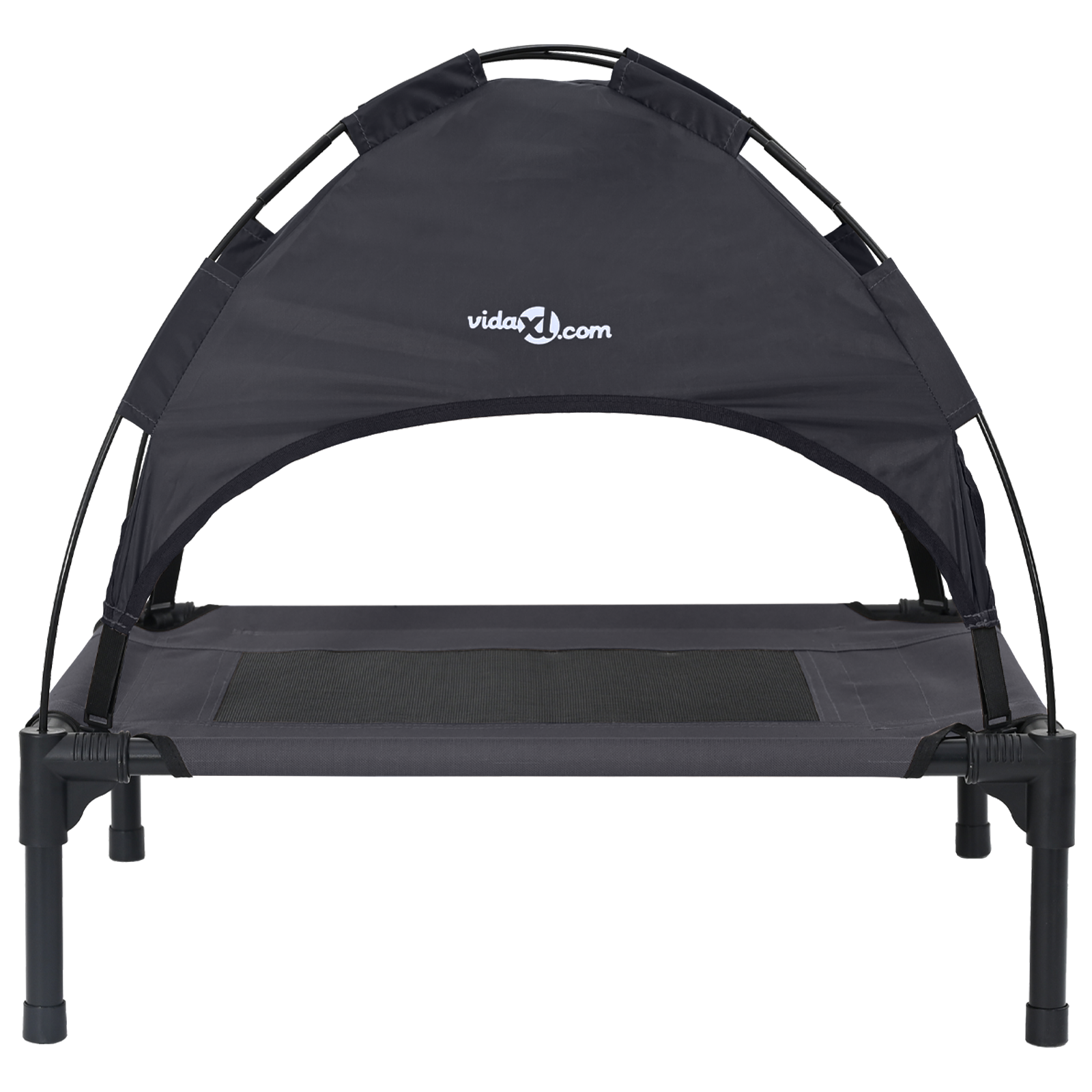 Raised Dog Bed Black Polyester Fabric, Metal Frame - Image 4