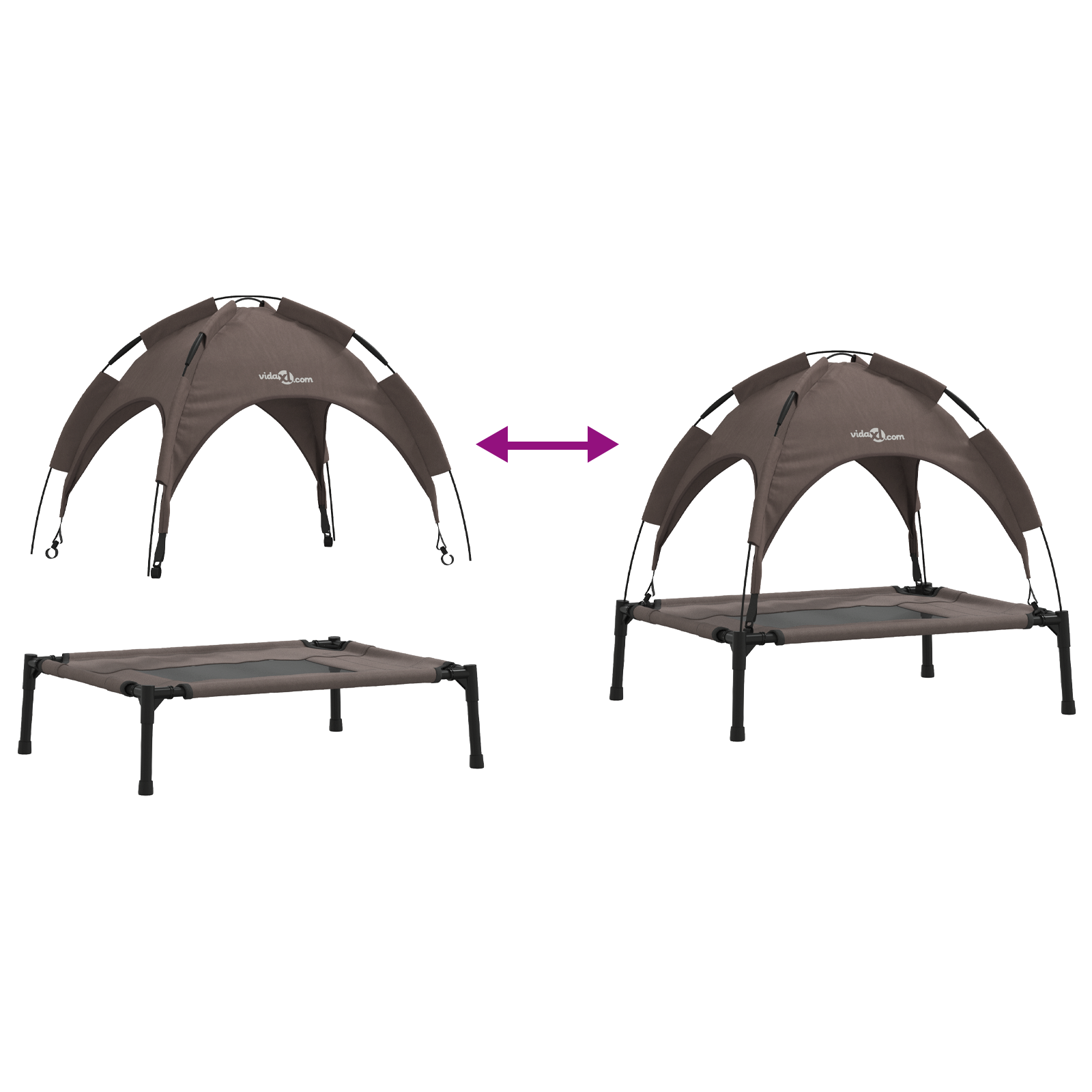 Raised Dog Bed with Removable Roof Brown S Steel - Image 9