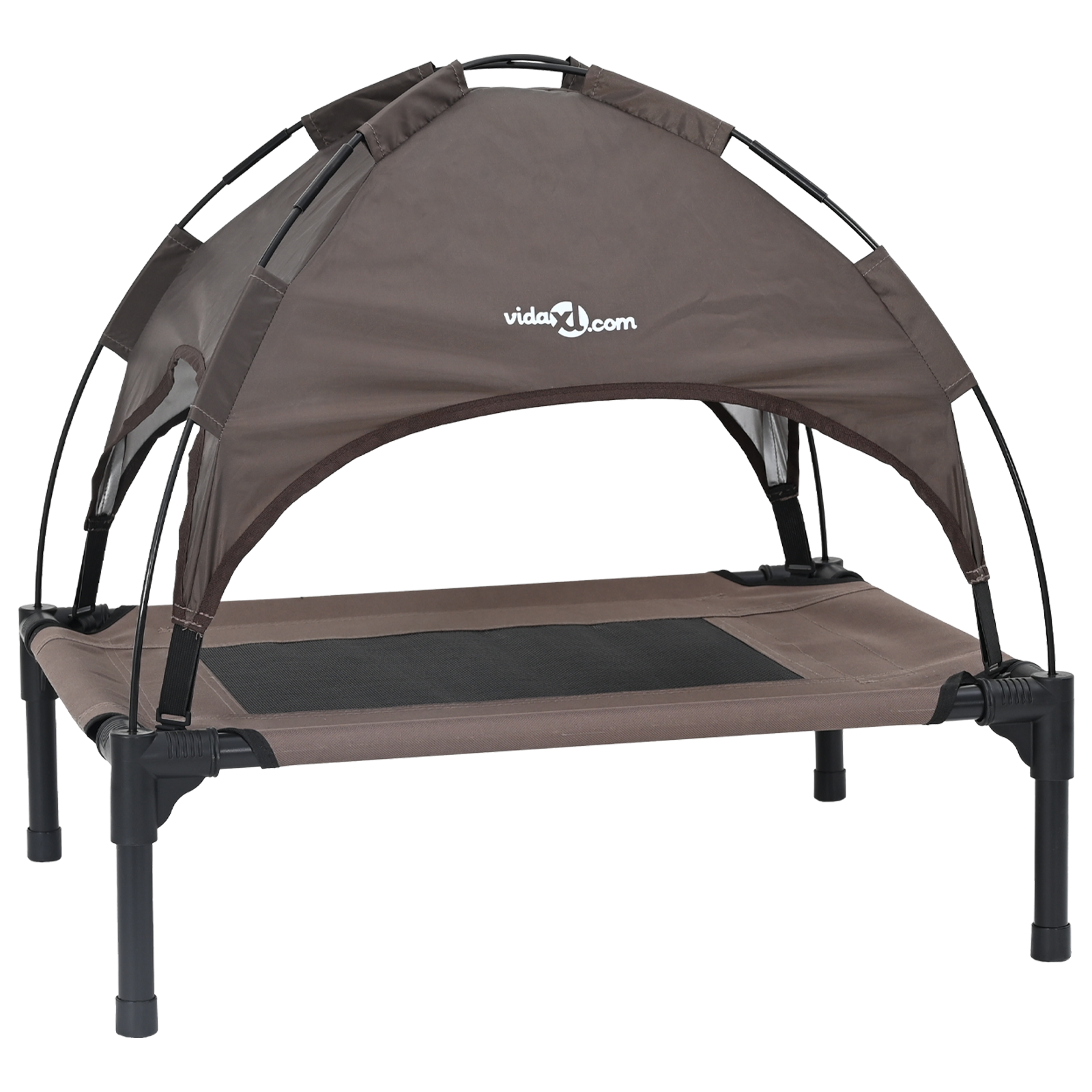 Raised Dog Bed with Removable Roof Brown S Steel - Image 2