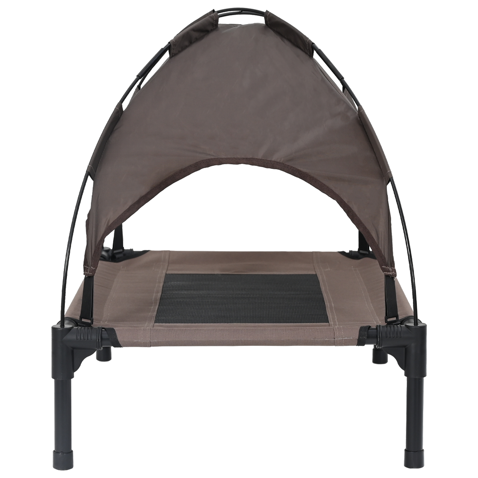 Raised Dog Bed with Removable Roof Brown S Steel - Image 5
