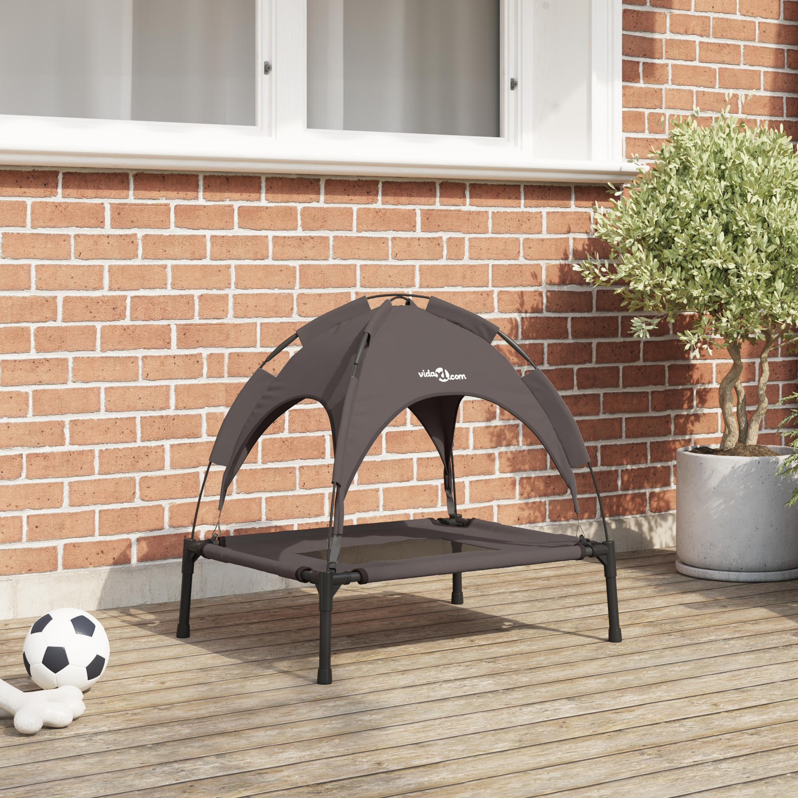 Raised Dog Bed with Removable Roof Brown S Steel