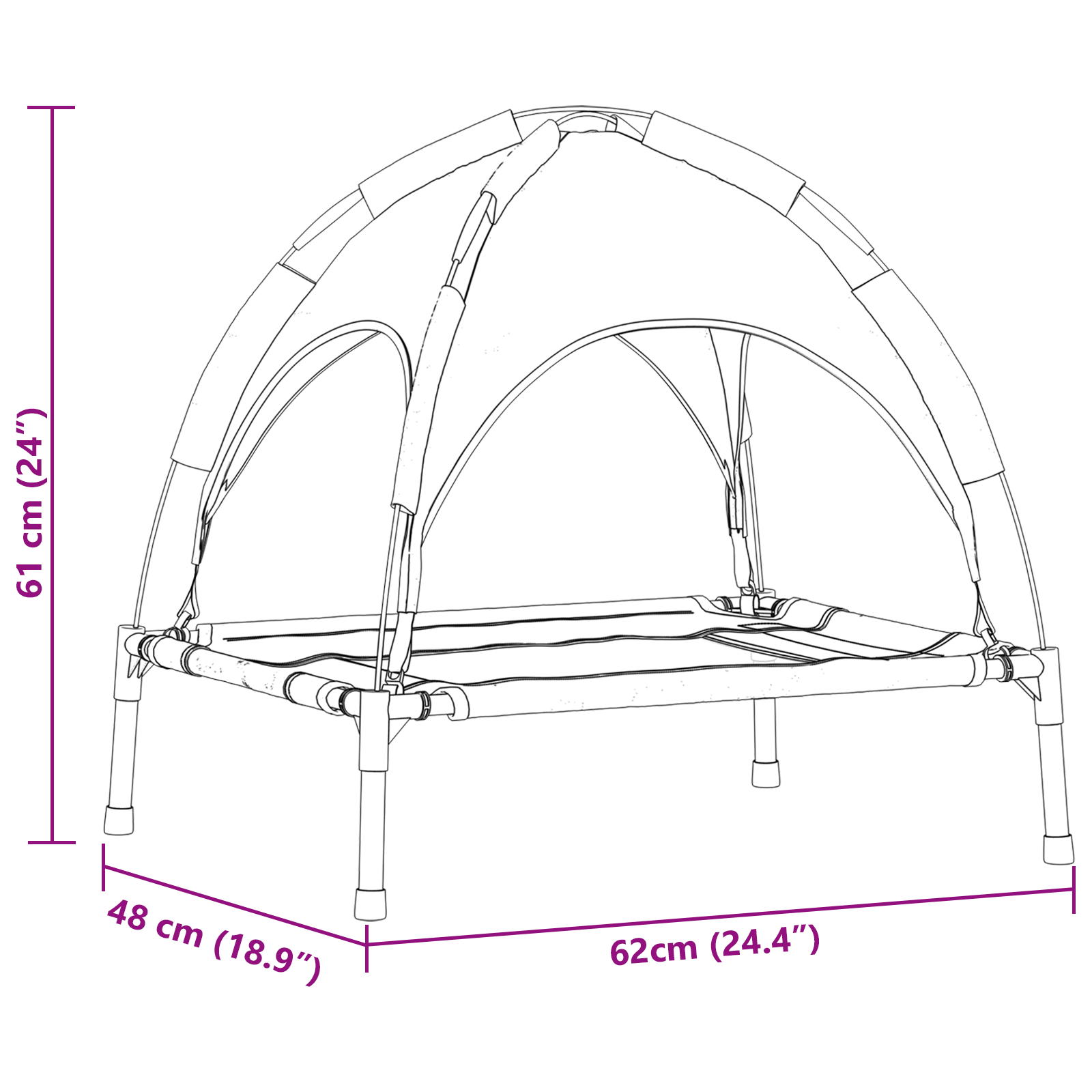 Raised Dog Bed with Removable Roof Brown S Steel - Image 10