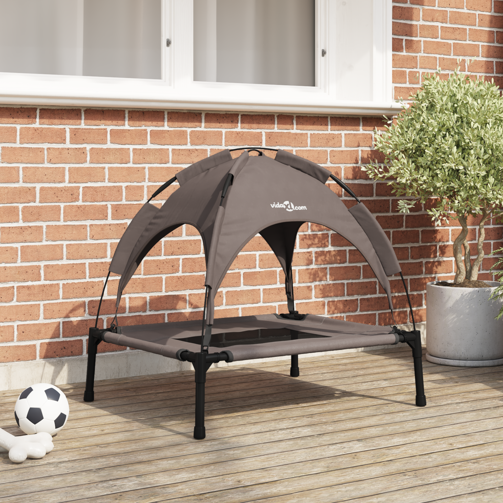 Thumbnail - vidaXL Erhöhtes Hundebett Braun Metall 76 x 62 x 70,5 cm