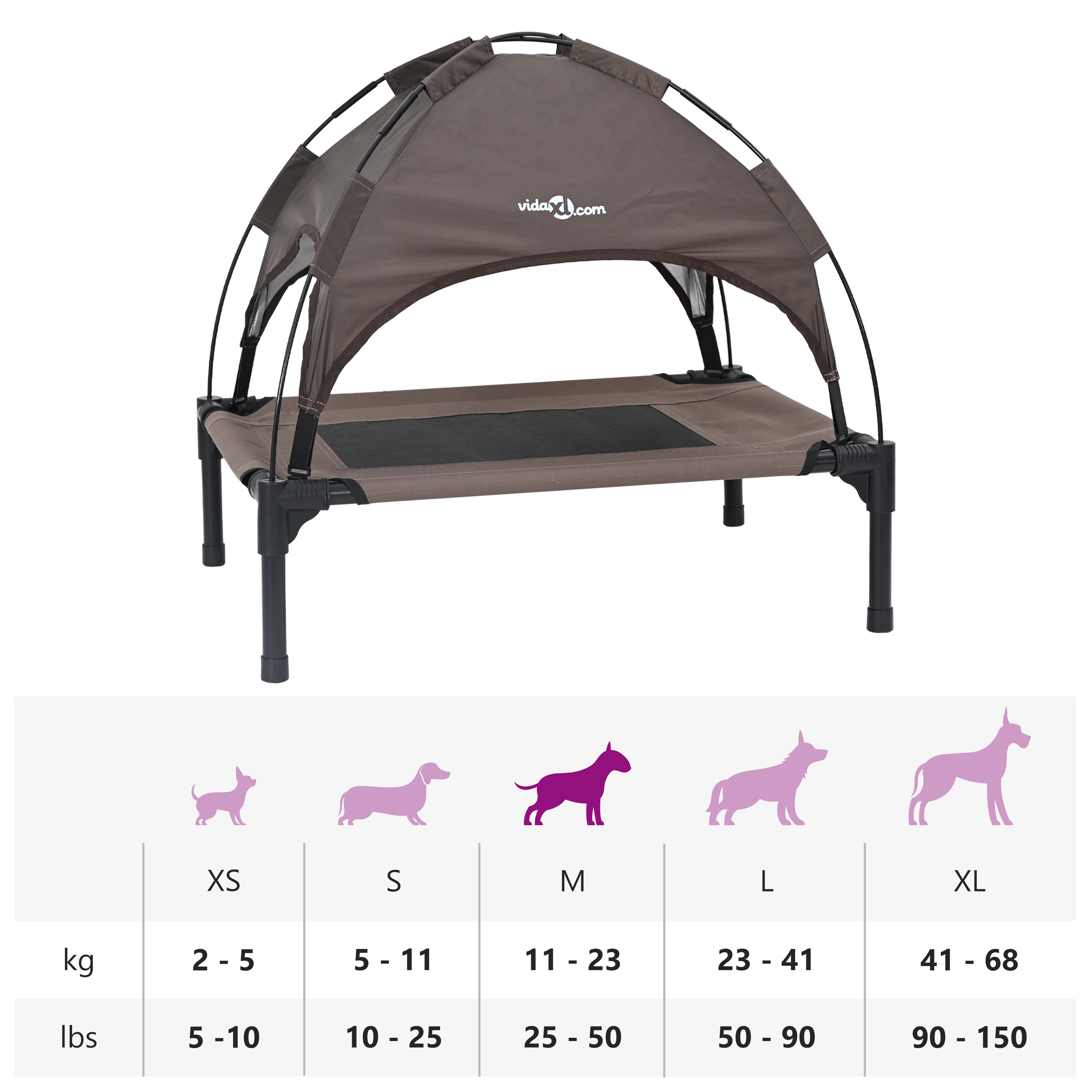 Raised Dog Bed Brown Metal 76 x 62 x 70.5 cm Collapsible - Image 11