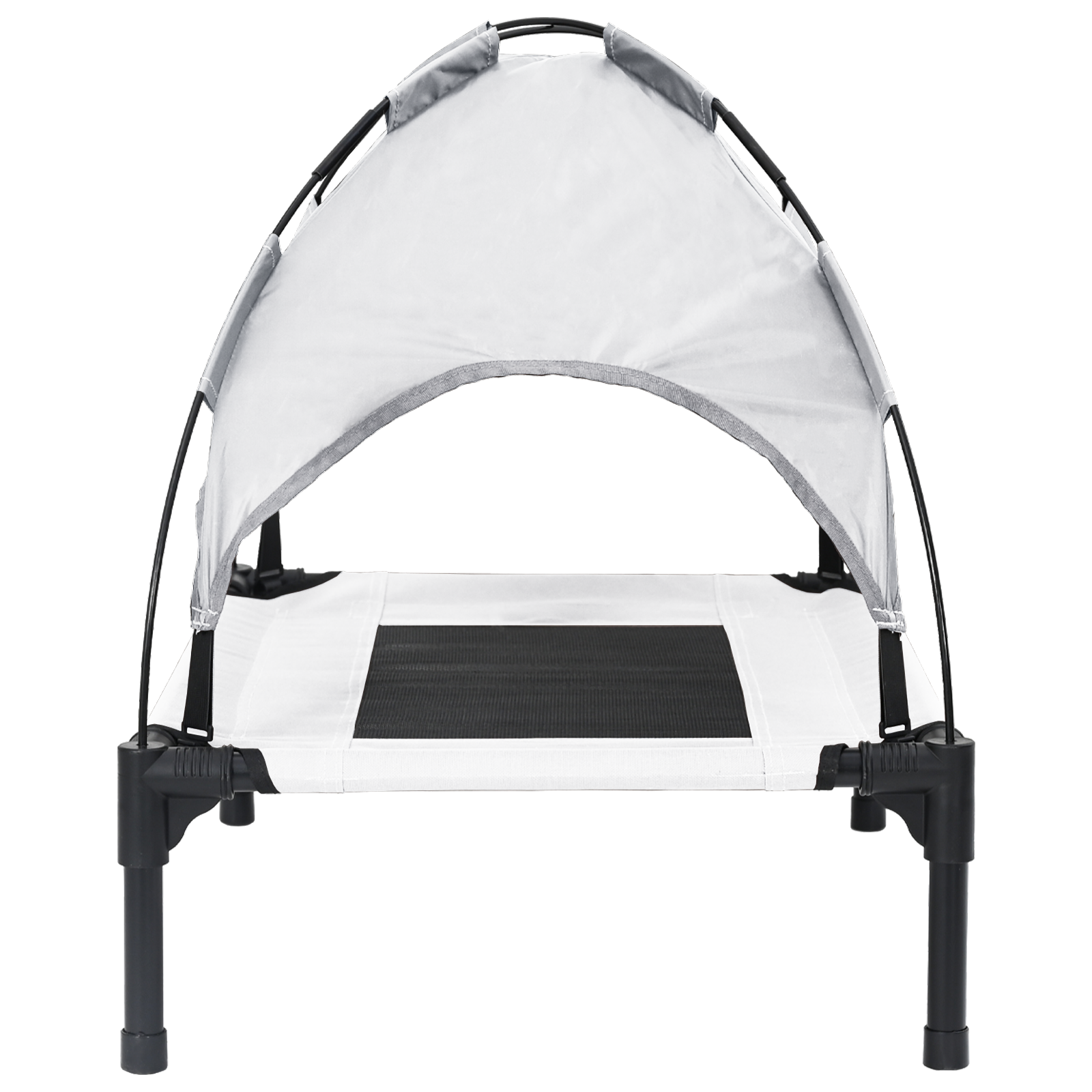 Raised Dog Bed with Removable Roof Silver Grey Steel - Image 5