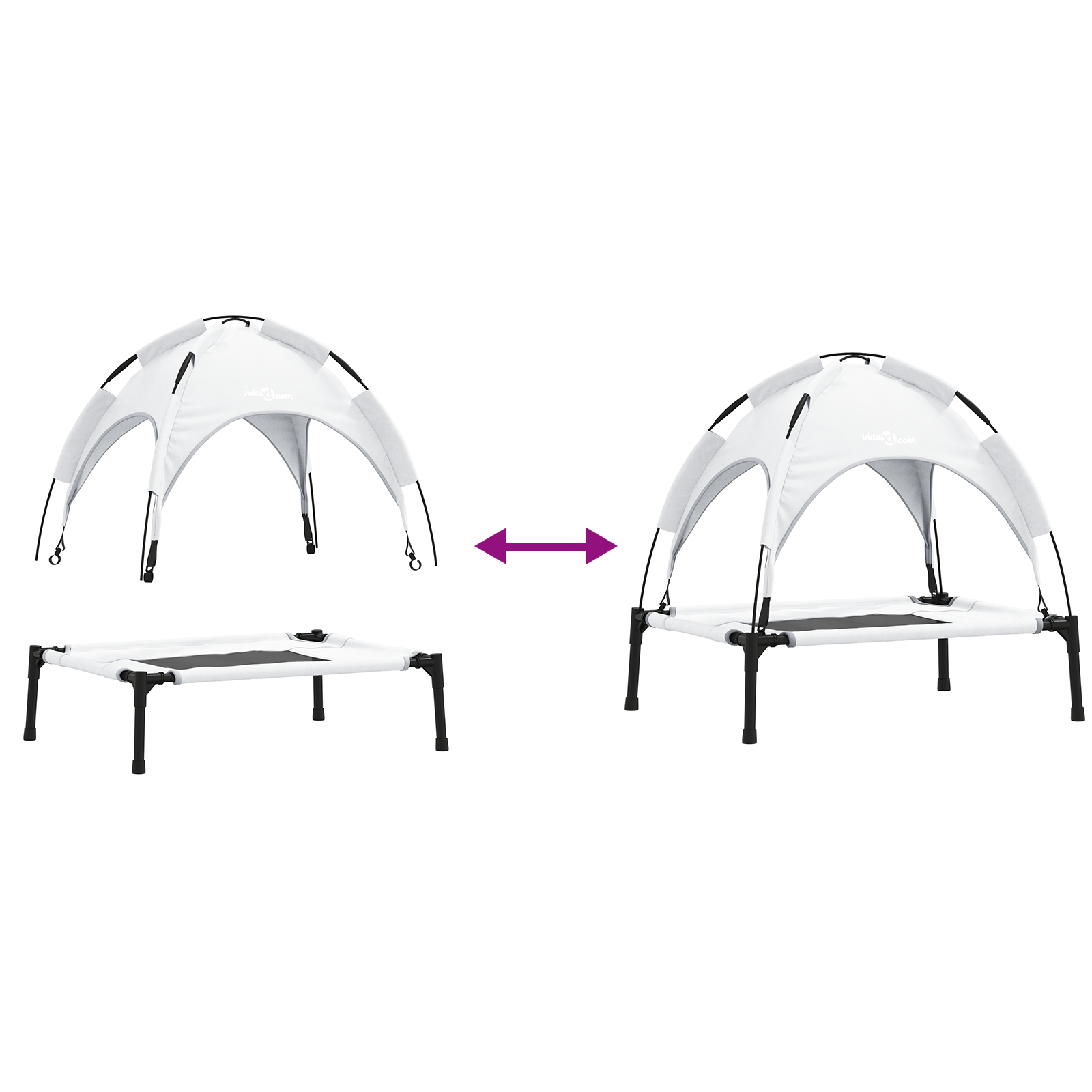 Raised Dog Bed with Removable Roof Silver Grey M Steel - Image 9