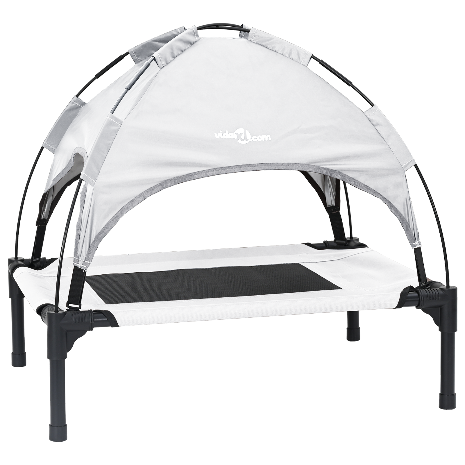 Raised Dog Bed with Removable Roof Silver Grey M Steel - Image 2