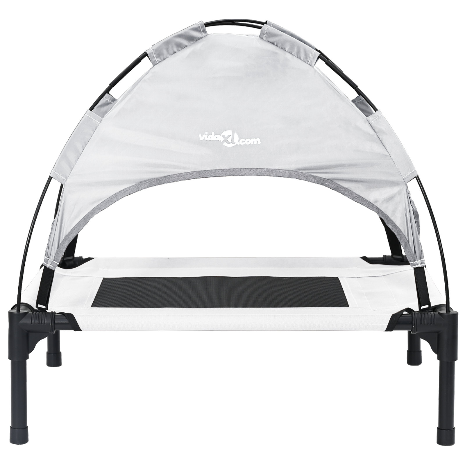 Raised Dog Bed with Removable Roof Silver Grey M Steel - Image 4