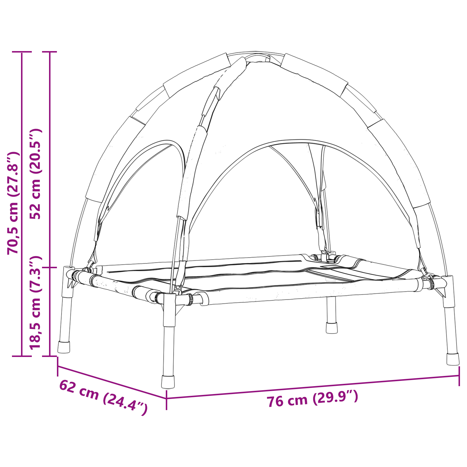 Raised Dog Bed with Removable Roof Silver Grey M Steel - Image 10