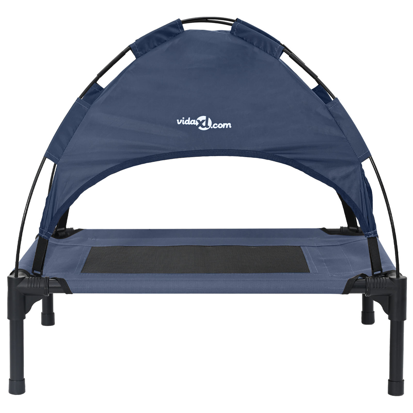 Raised Dog Bed with Removable Roof Navy Blue S Steel - Image 4