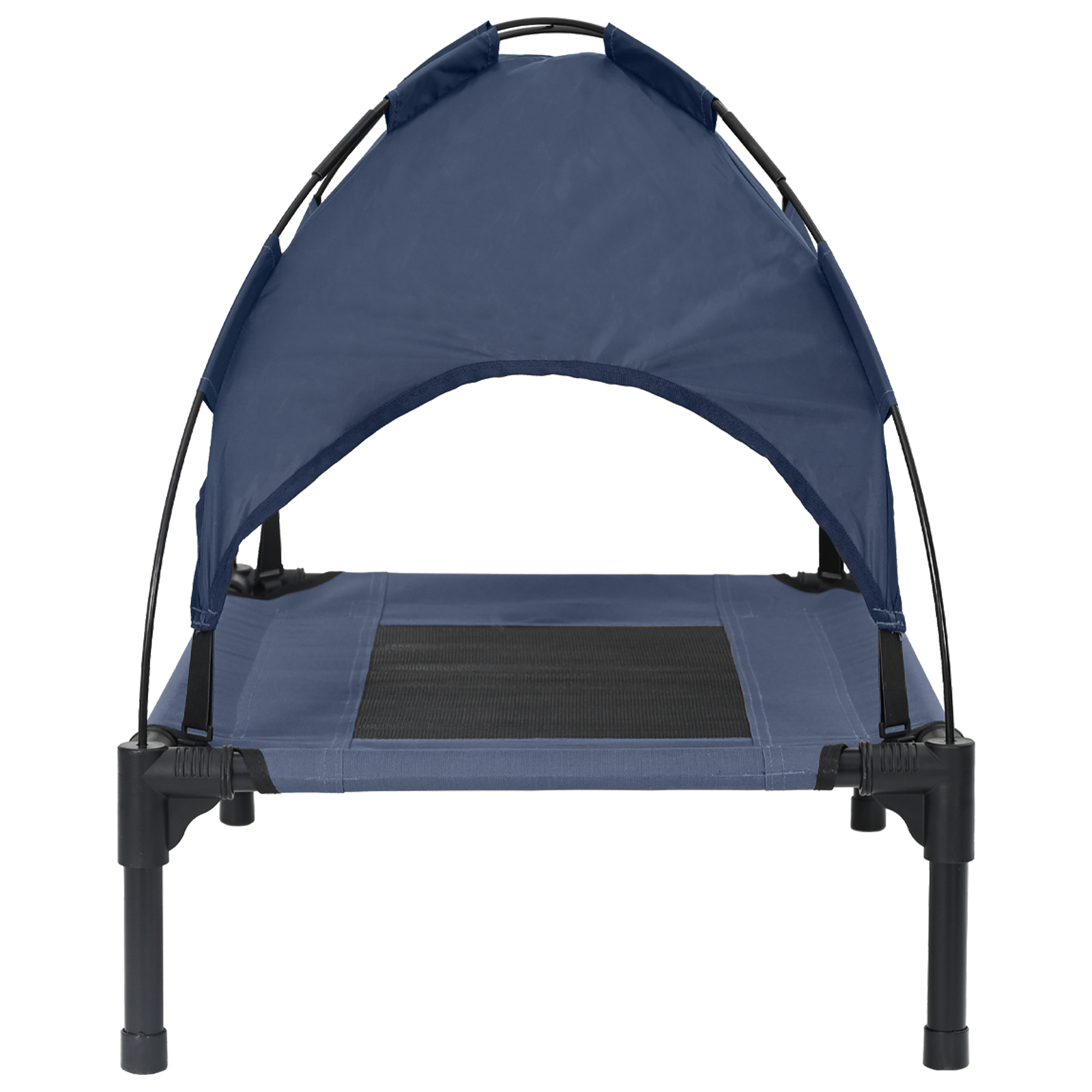 Raised Dog Bed with Removable Roof Navy Blue S Steel - Image 5