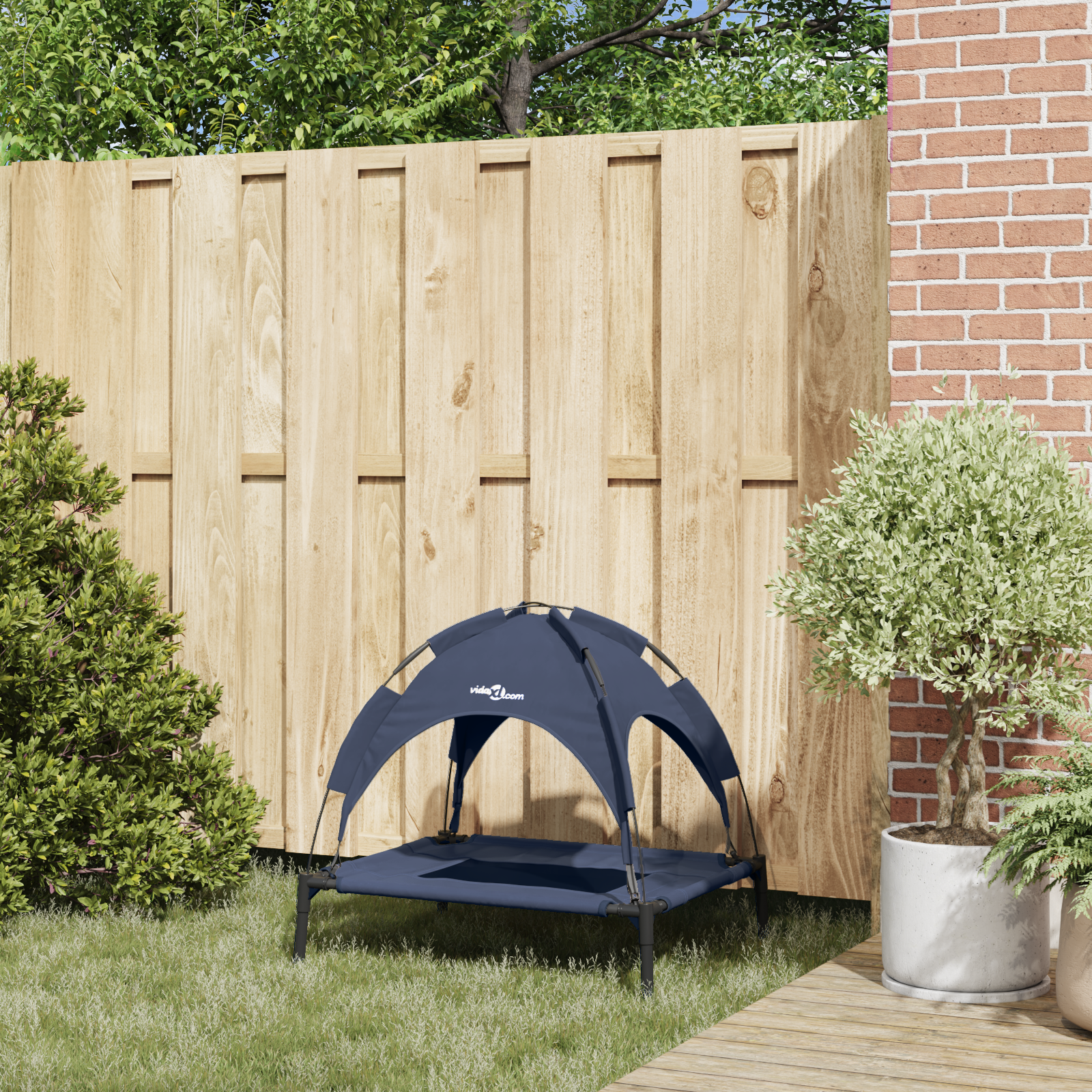 Raised Dog Bed Navy blue Steel, Fabric 76 x 62 x 70.5 cm - Image 3