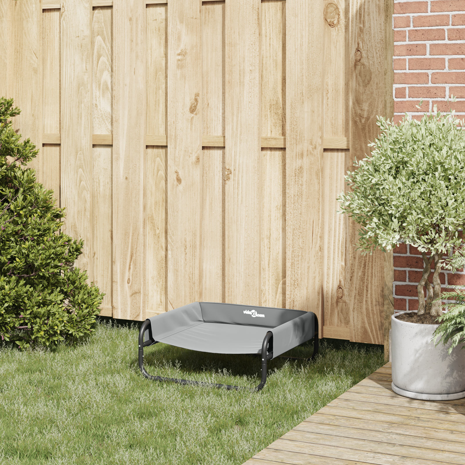 Elevated Dog Bed Light Grey S Oxford Fabric and Steel - Image 3