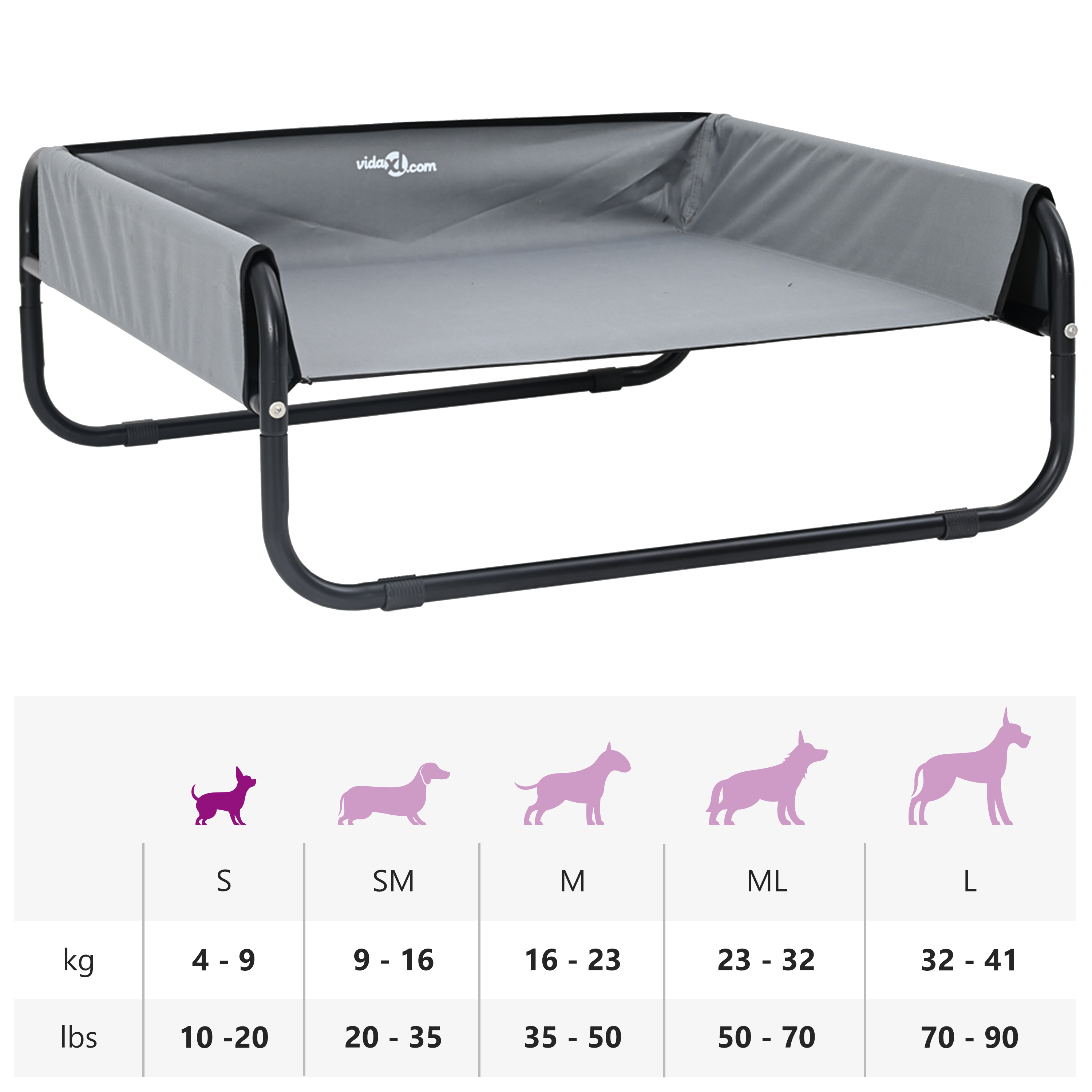 Verhoogd Hondenbed Lichtgrijs S Oxford Stof en Staal image 12