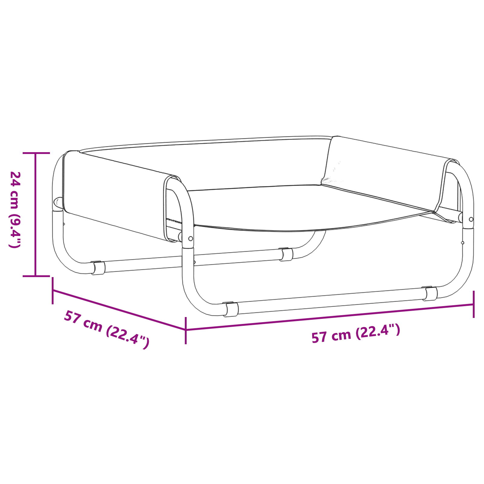 Elevated Dog Bed Light Grey S Oxford Fabric and Steel - Image 11