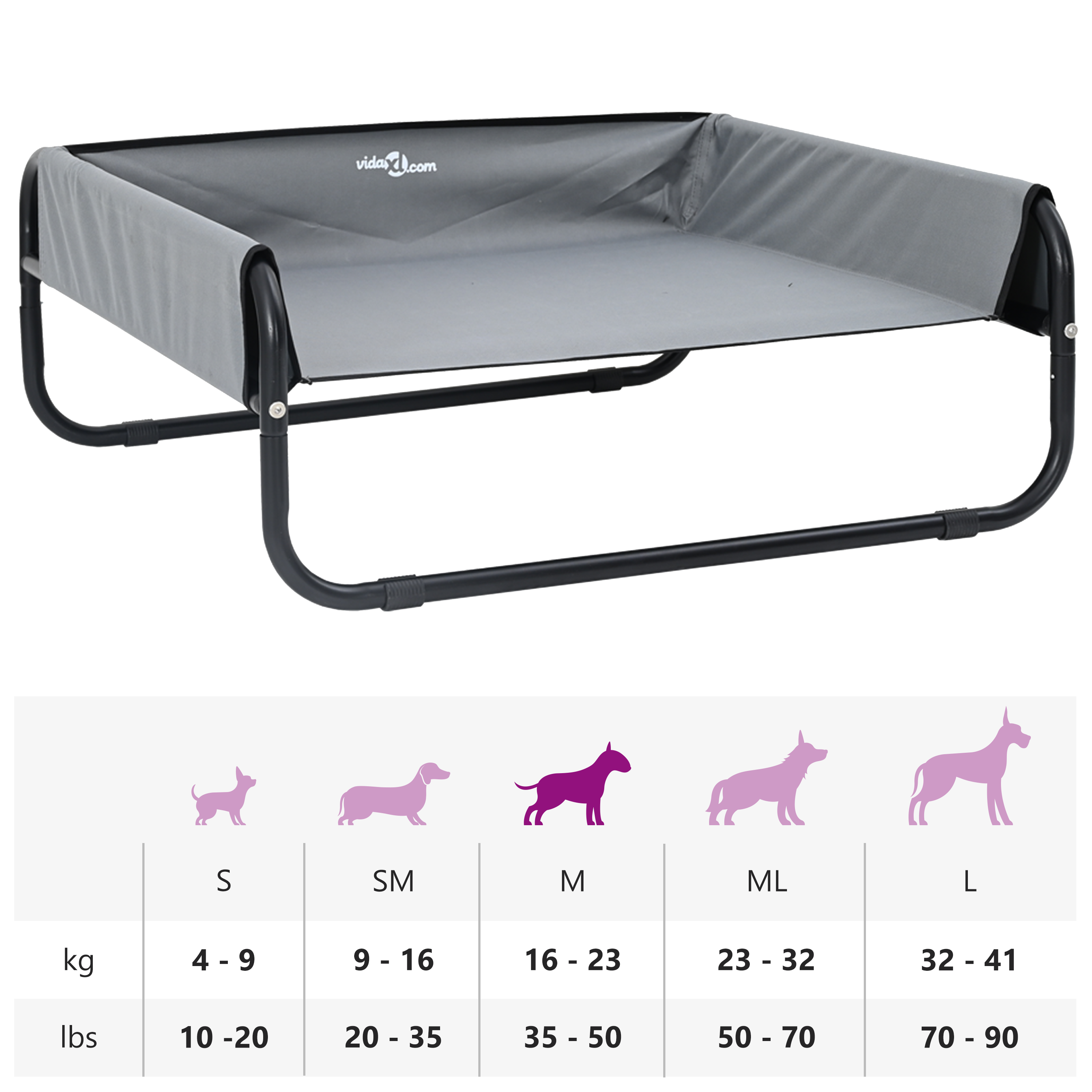 Verhoogd Hondenbed Lichtgrijs M Oxford Stof en Staal image 12