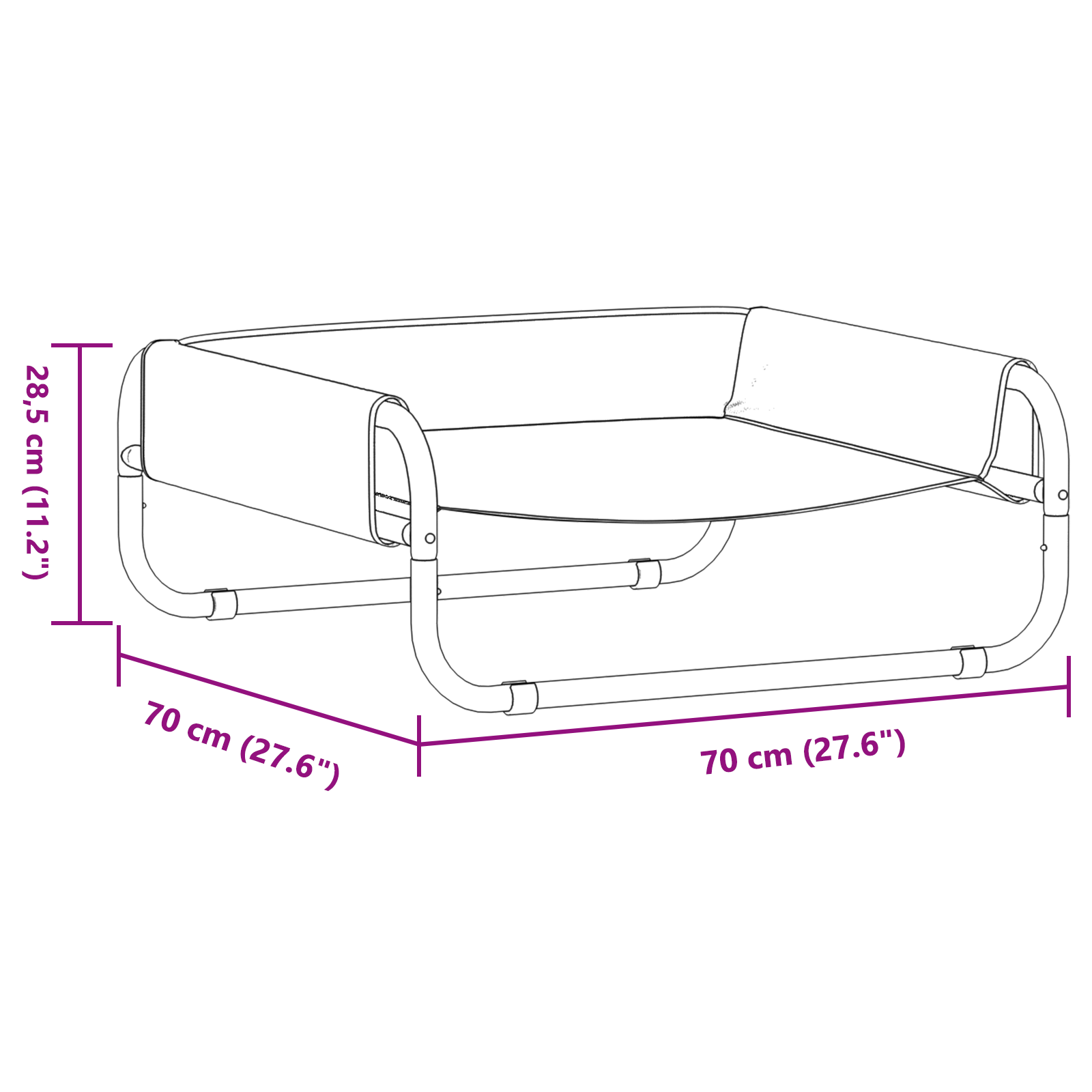 Elevated Dog Bed Light Grey M Oxford Fabric and Steel - Image 11