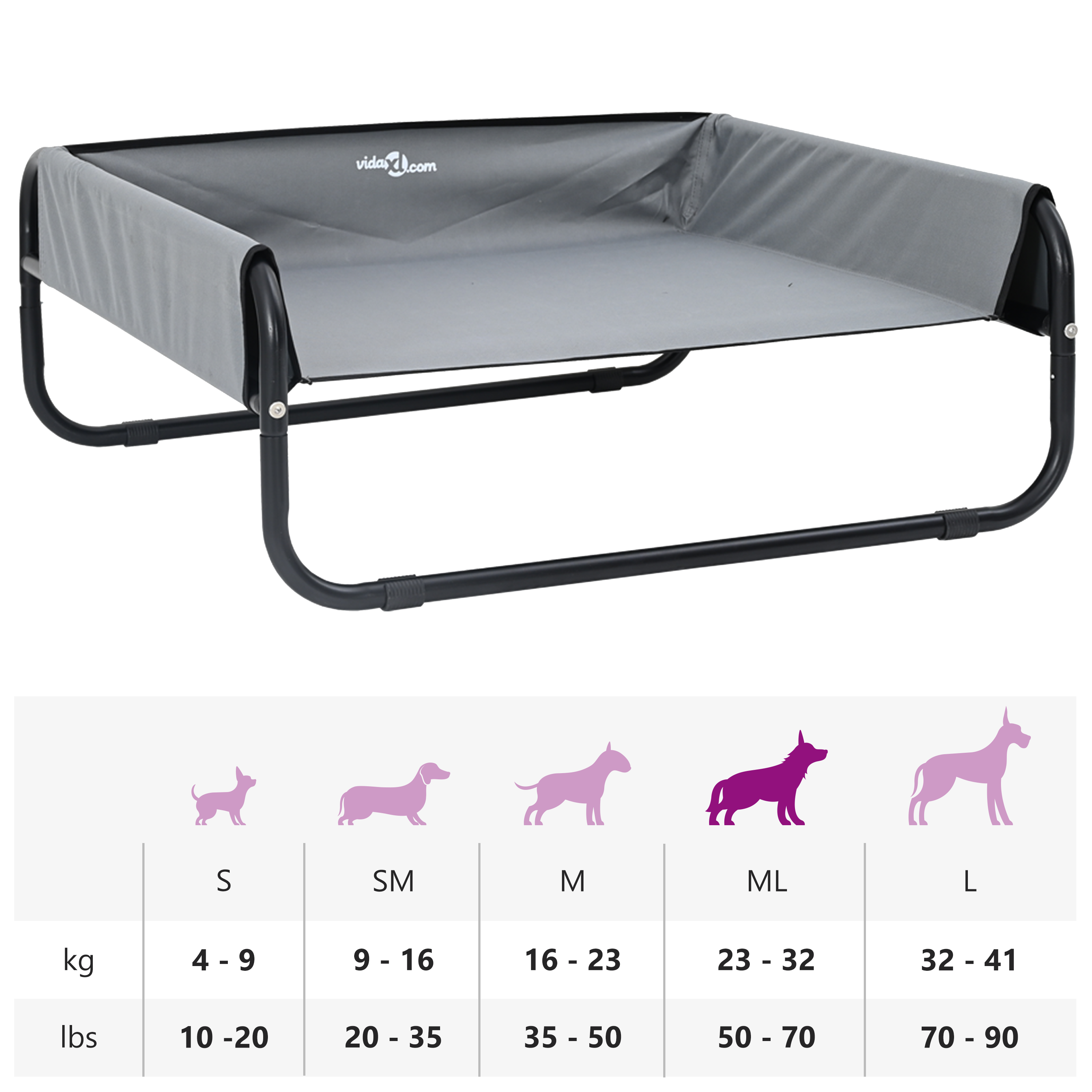 Verhoogd Hondenbed Lichtgrijs ML Oxford Stof en Staal image 12