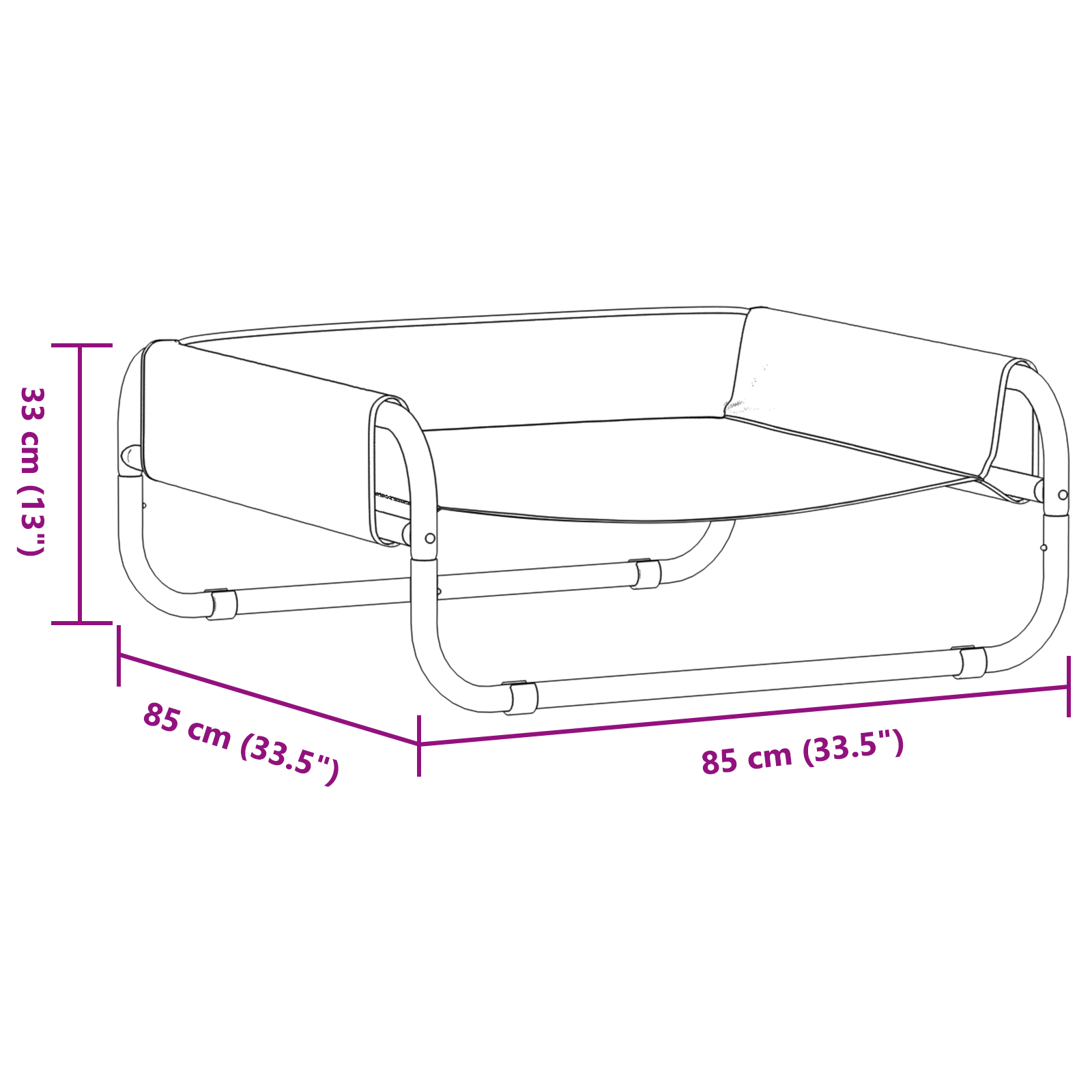 Elevated Dog Bed Light Grey L Oxford Fabric and Steel - Image 11