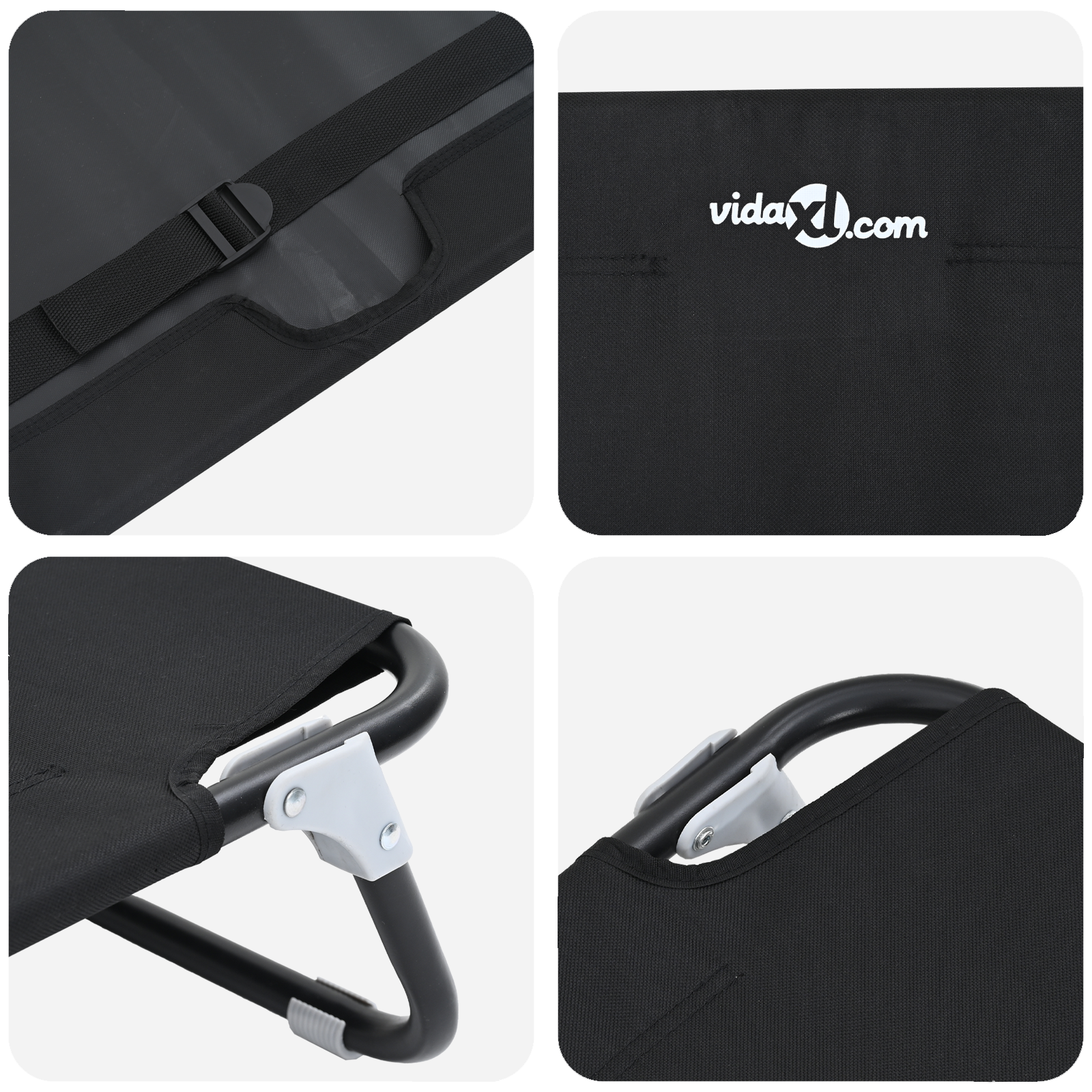 Foldable Dog Bed Black ML Oxford Fabric and Steel - Image 7