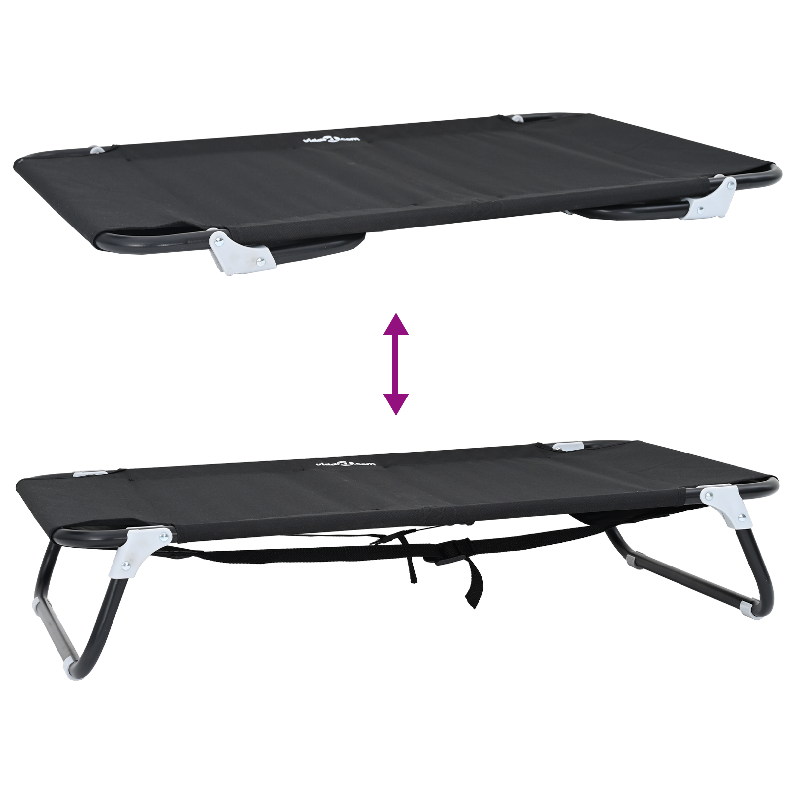 Foldable Dog Bed Black ML Oxford Fabric and Steel - Image 8