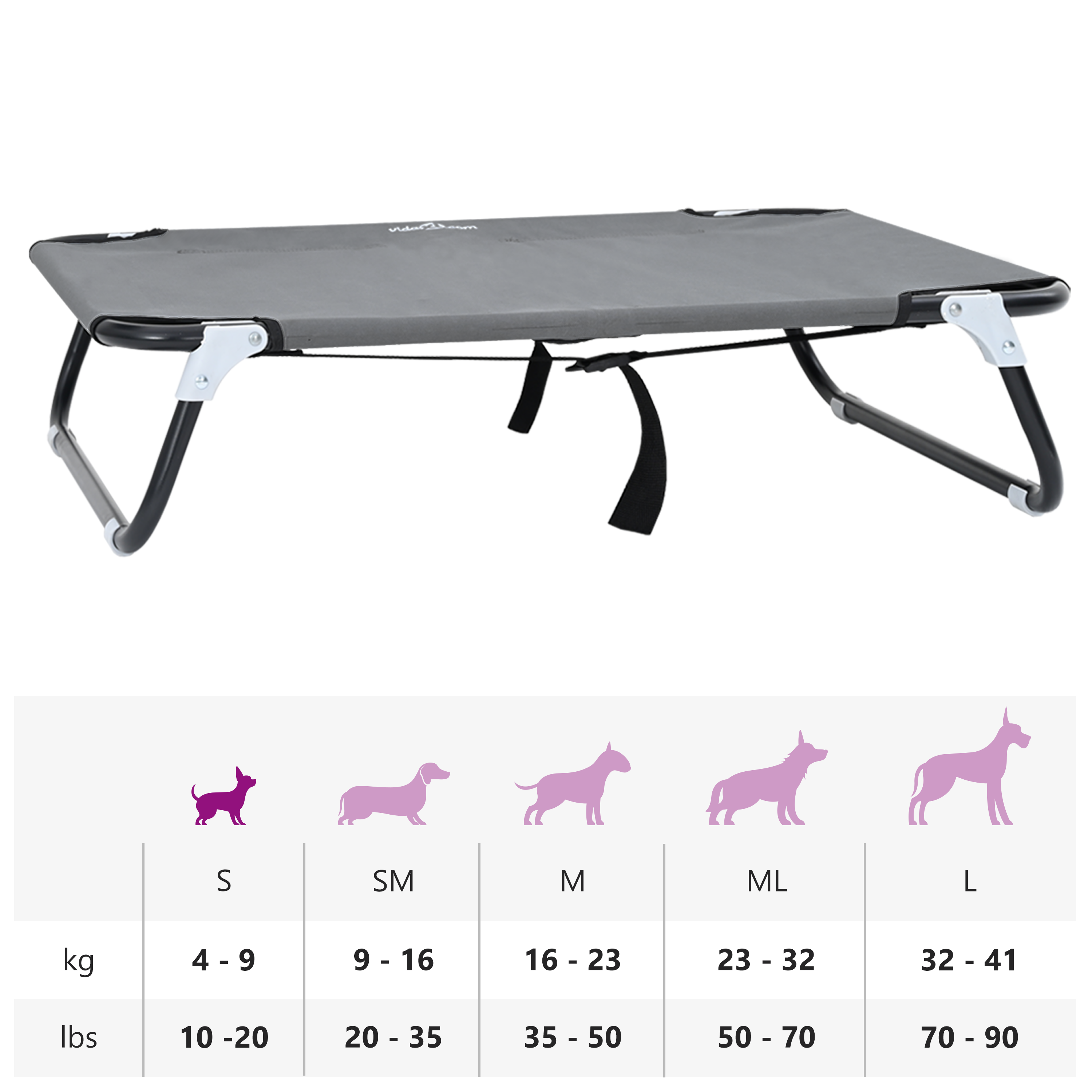 Hond Bed Vouwbaar Lichtgrijs S Oxford Stof en Staal image 10