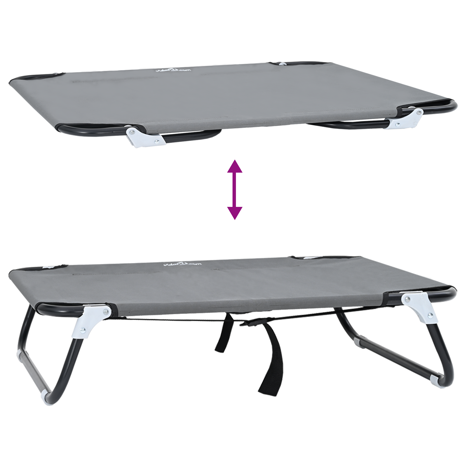 Foldable Light Grey Dog Bed M Oxford Fabric and Steel - Image 8