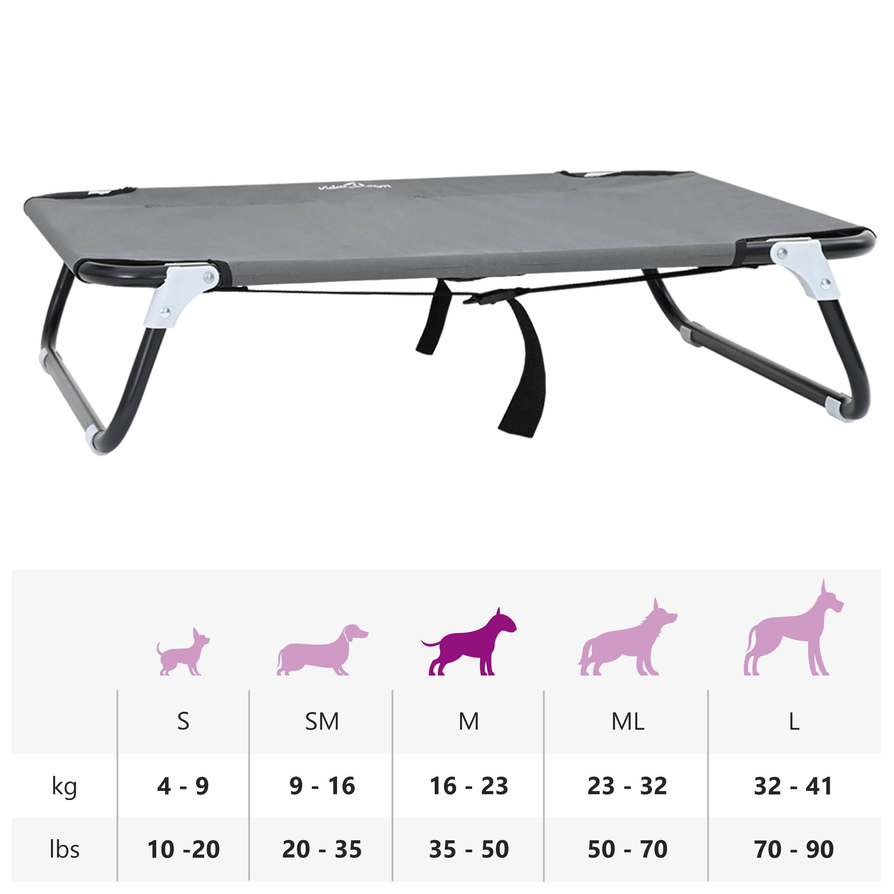 Foldable Light Grey Dog Bed M Oxford Fabric and Steel - Image 10