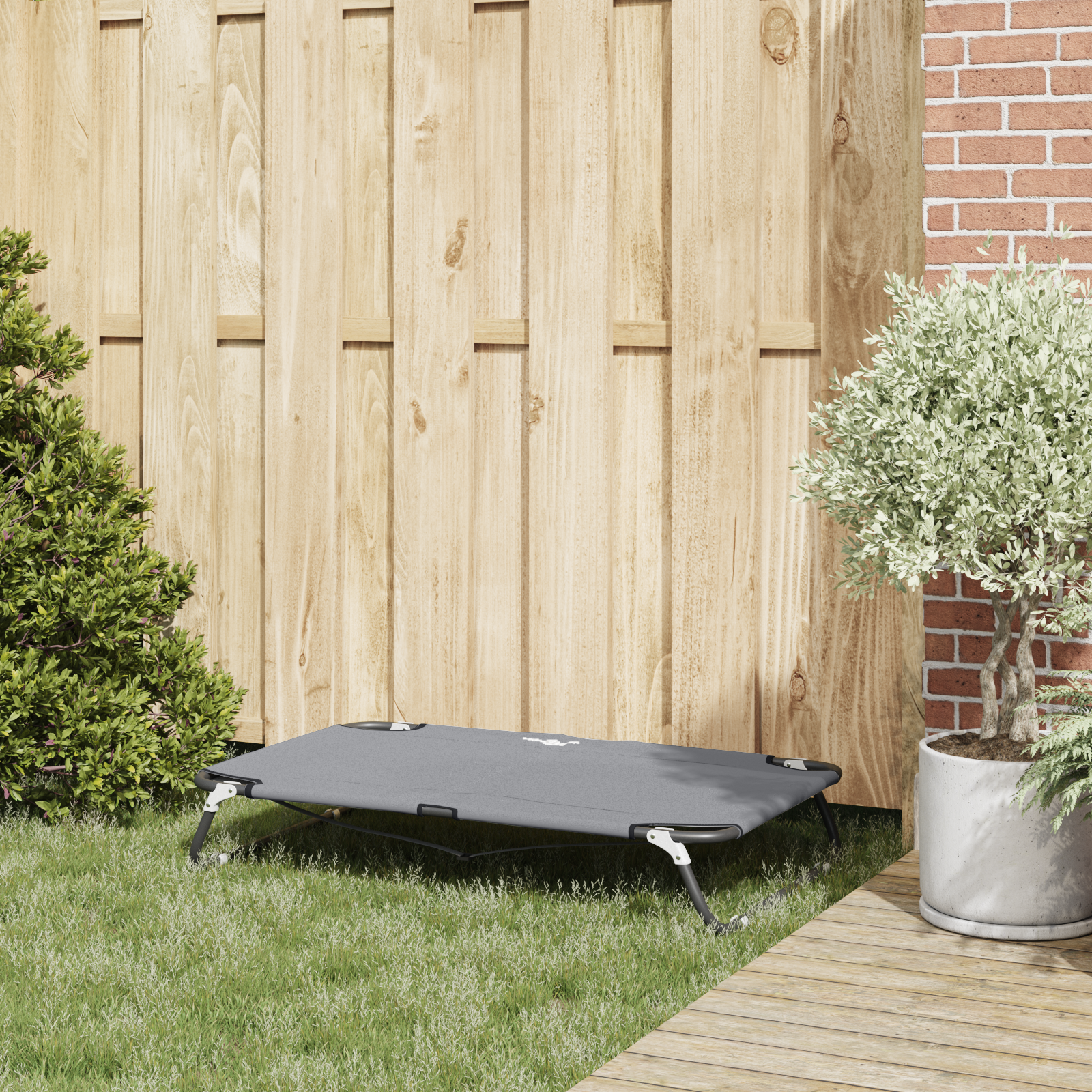 Hondenbed Opvouwbaar Lichtgrijs Metalen frame, stofbed image 3