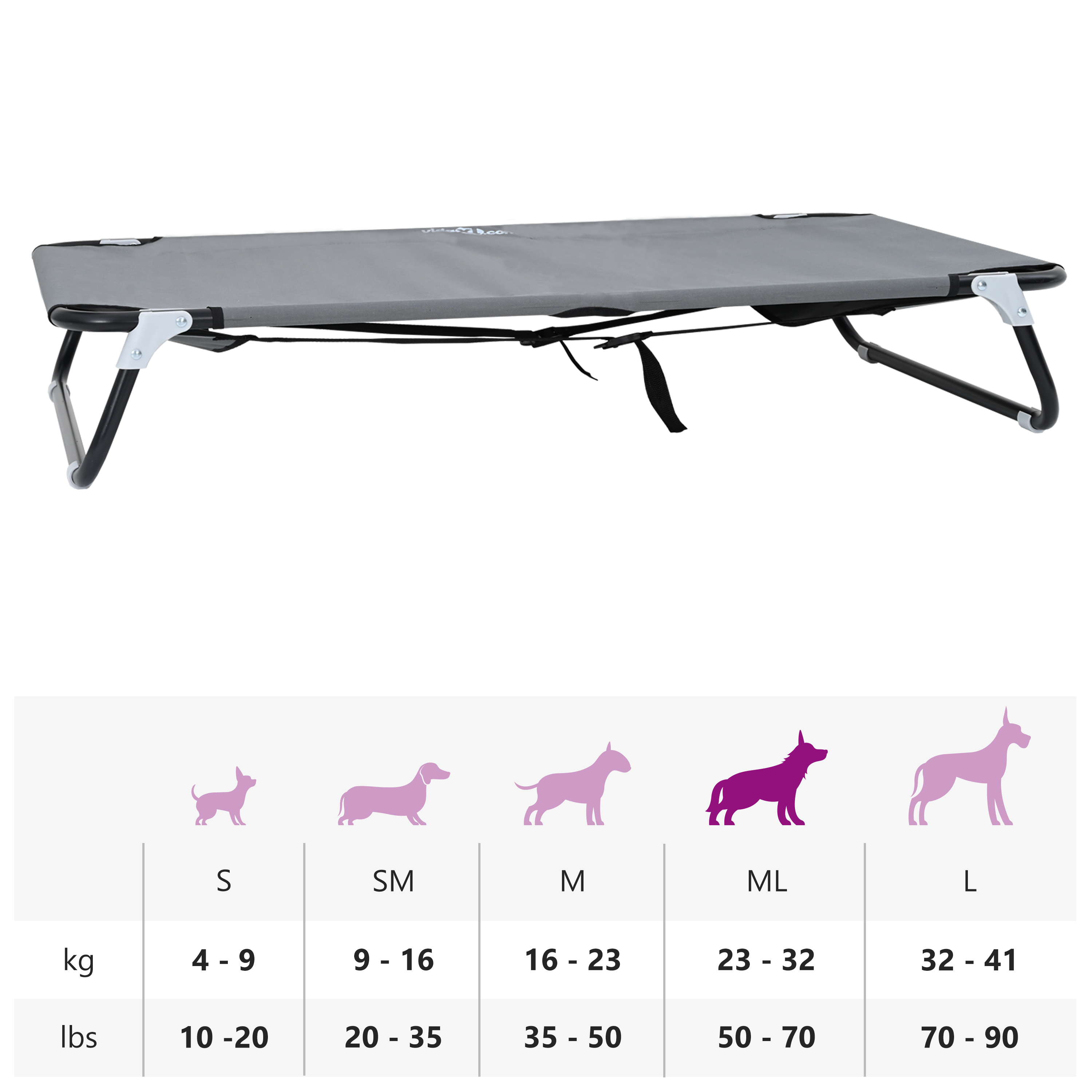 Hondenbed Opvouwbaar Lichtgrijs Metalen frame, stofbed image 10