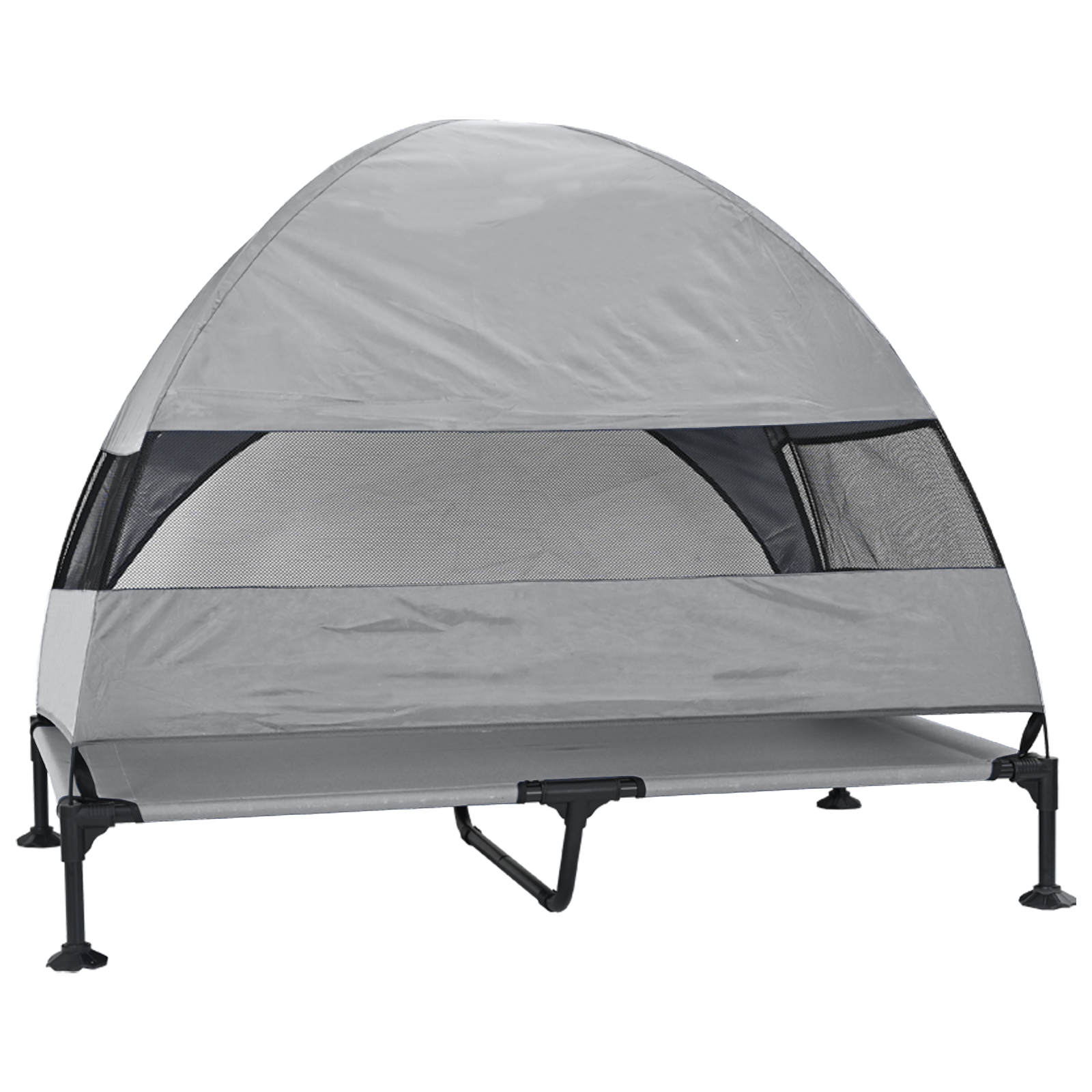 Verhoogd Hondenbed met Verwijderbaar Dak Lichtgrijs XL Staal image 6