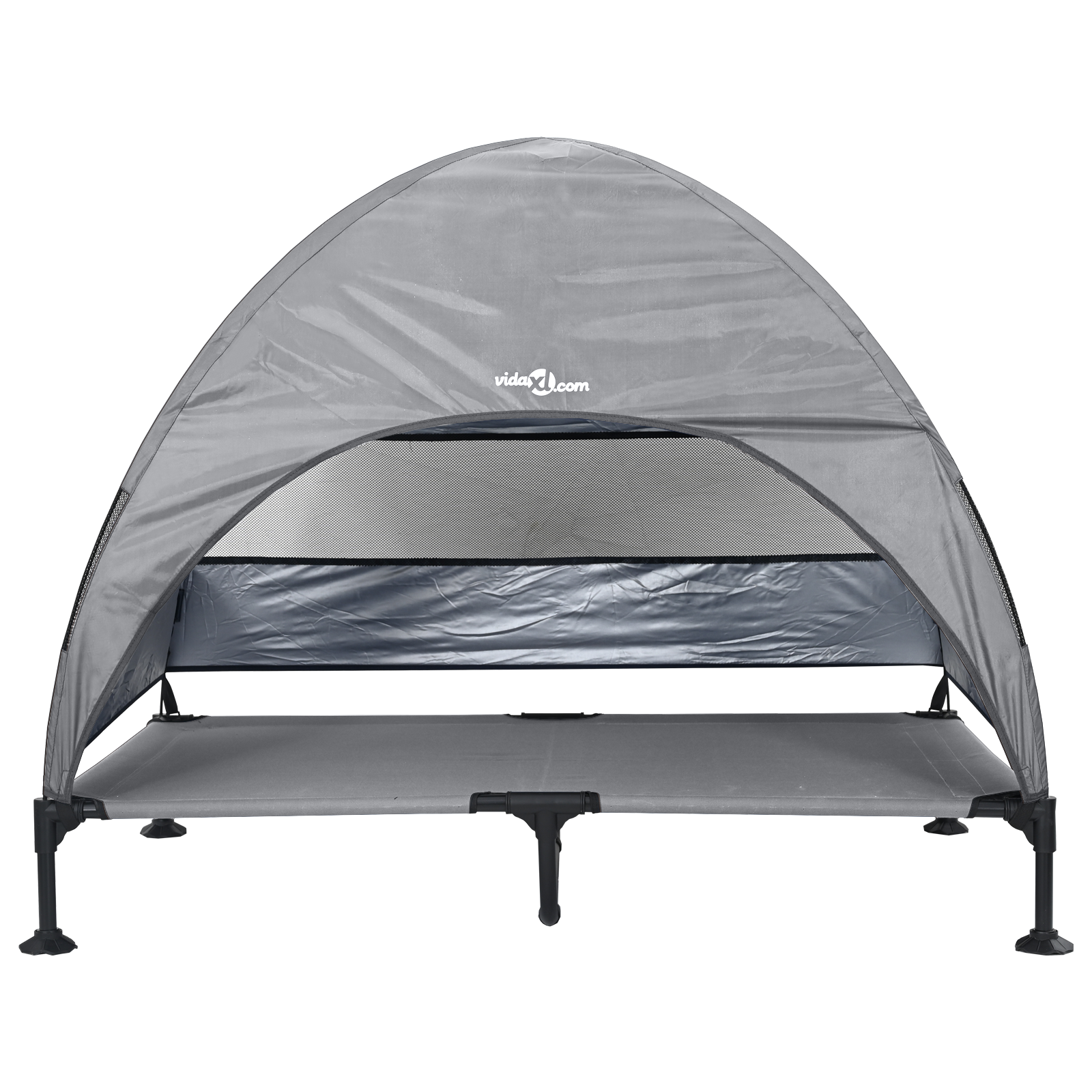 Raised Dog Bed with Removable Roof Light Grey XL Steel - Image 4