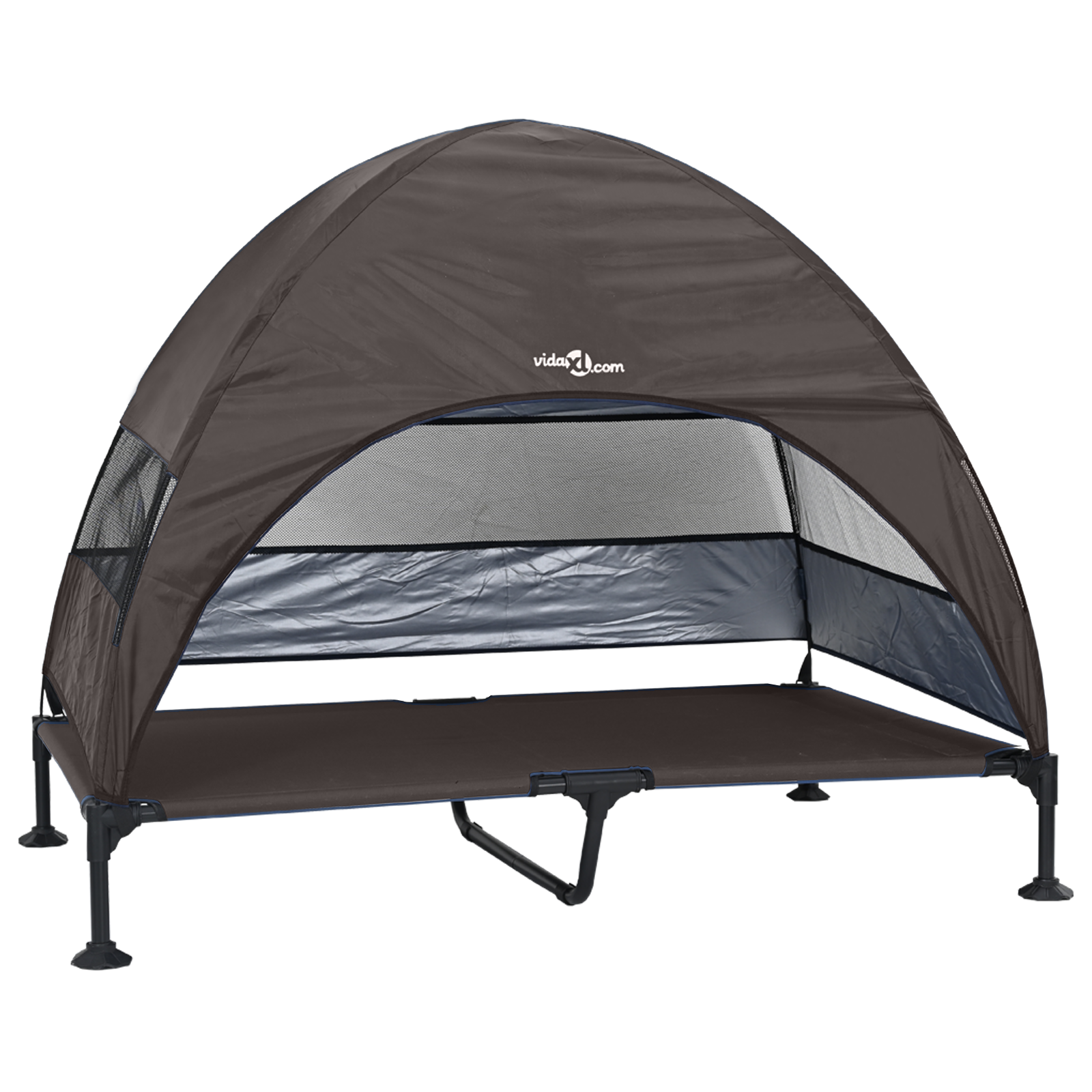 Raised Dog Bed with Removable Roof Brown XL Steel - Image 2