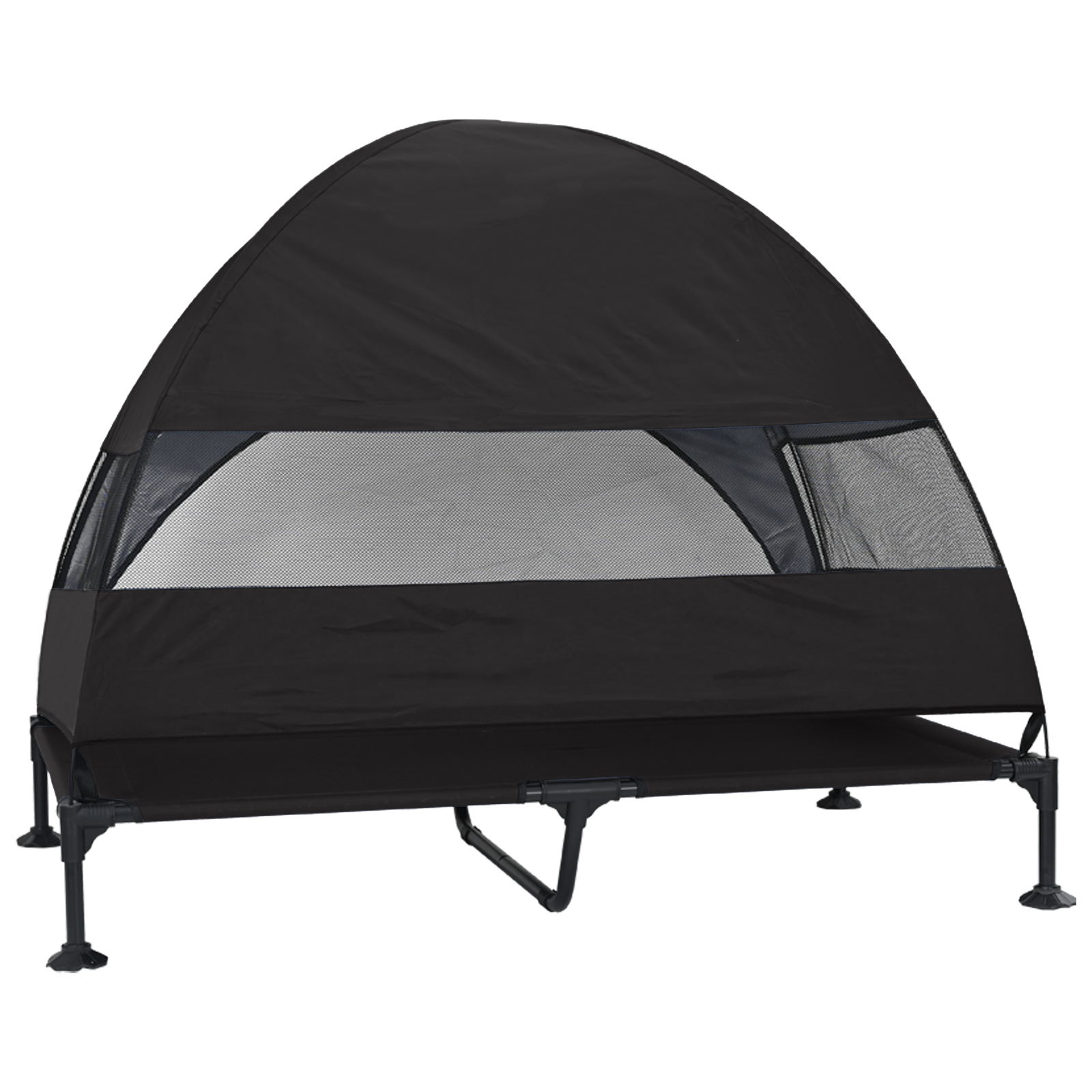 Raised Dog Bed with Removable Roof Black XL Steel - Image 6