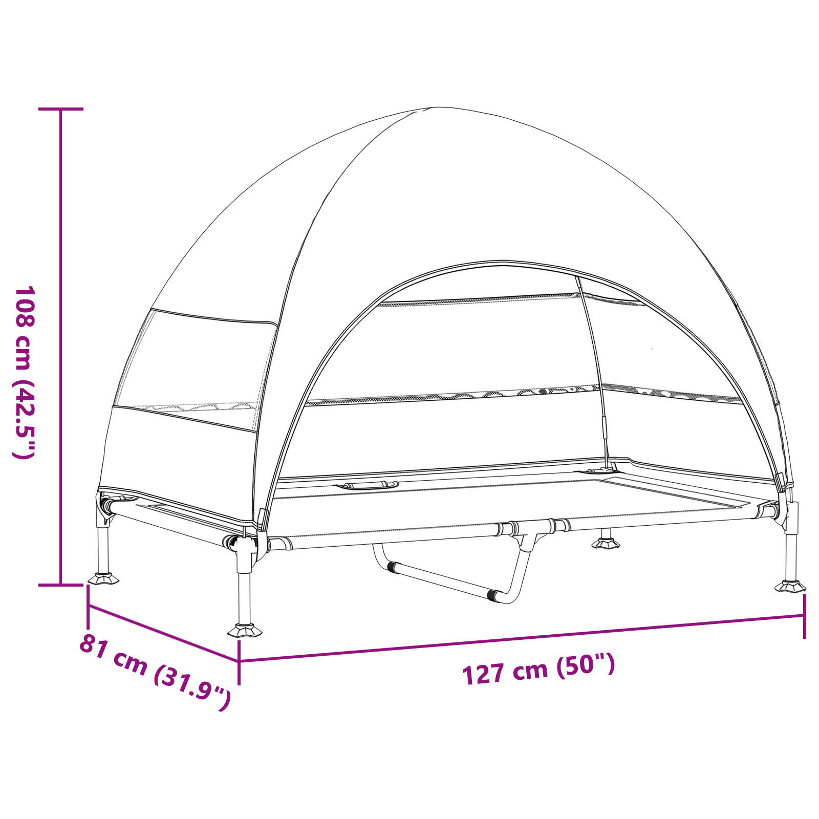 Raised Dog Bed with Removable Roof Black XL Steel - Image 11
