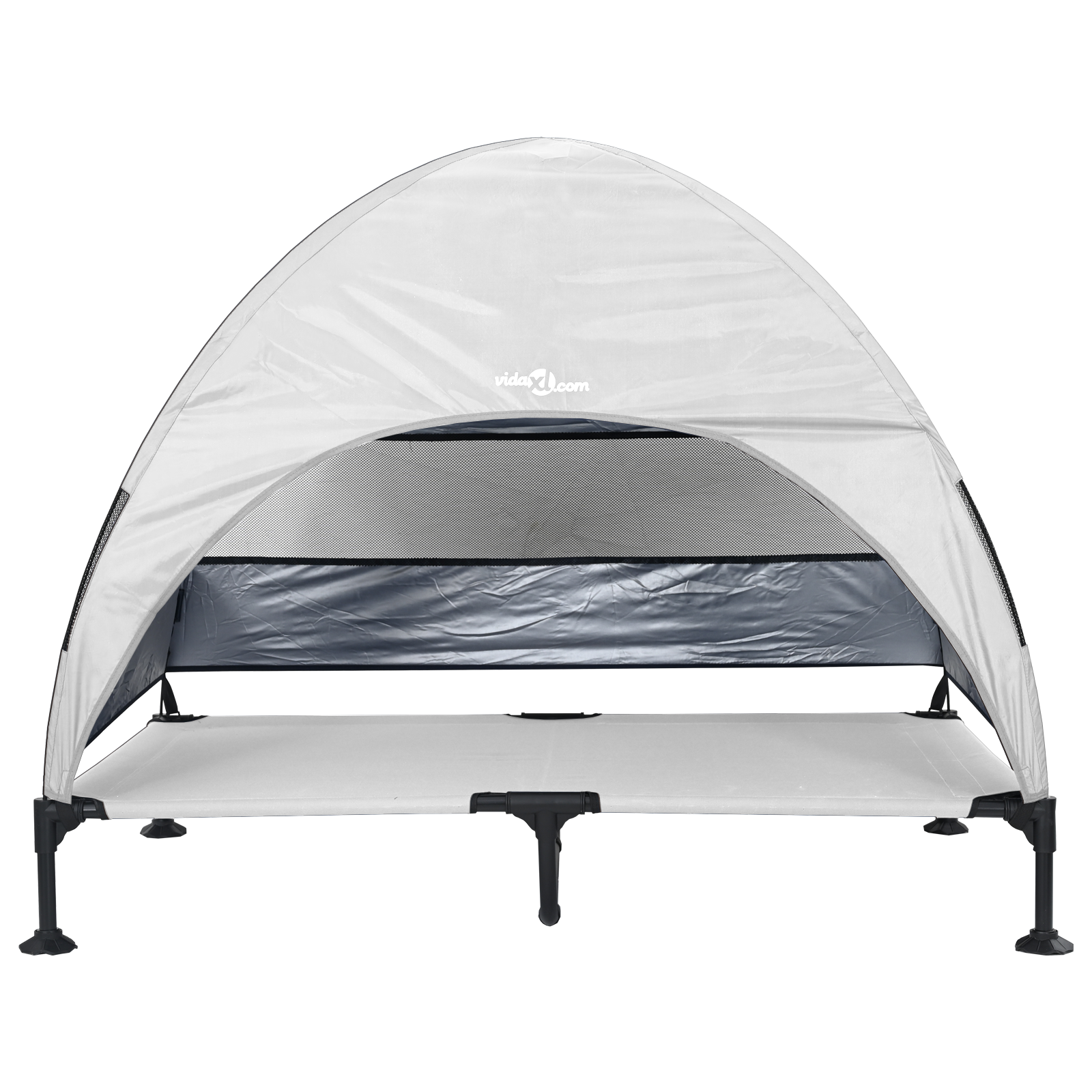 Raised Dog Bed with Removable Roof Silver Grey XL Steel - Image 4