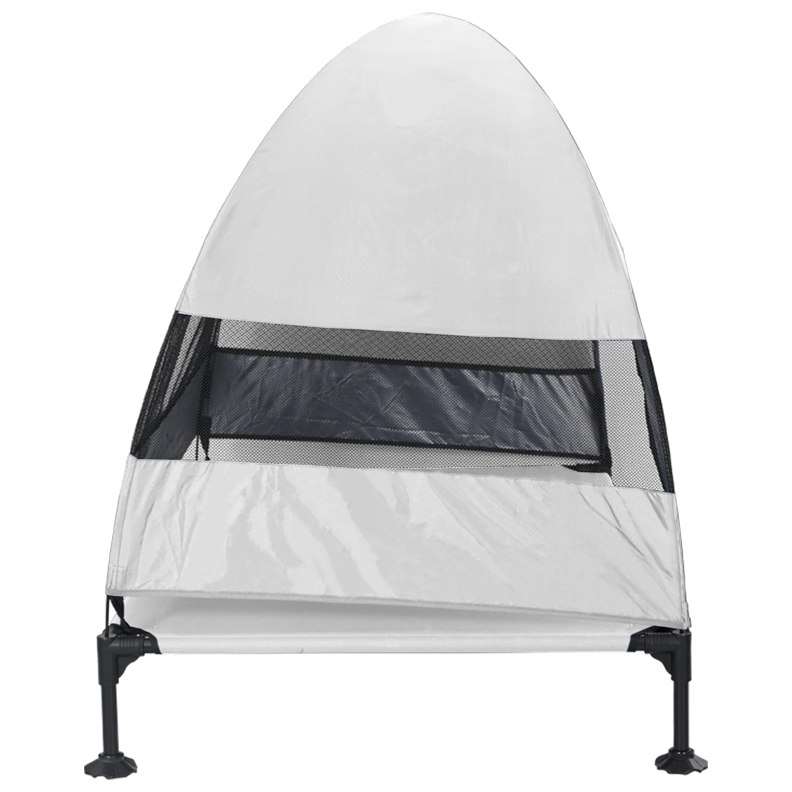 Raised Dog Bed with Removable Roof Silver Grey XL Steel - Image 5