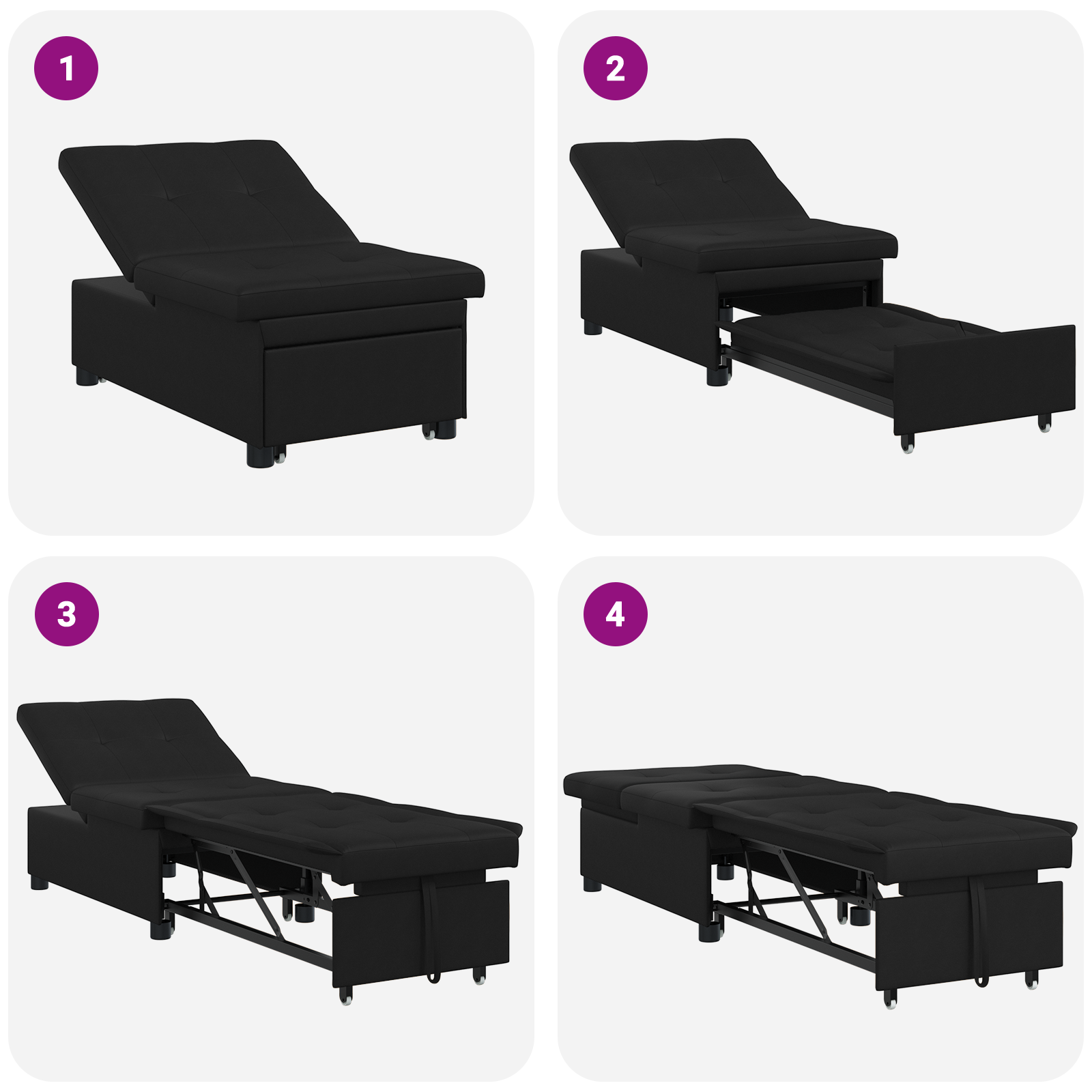 Diivanvoodi padjaga Must 67 x 194 x 82 cm Vineer - Image 11