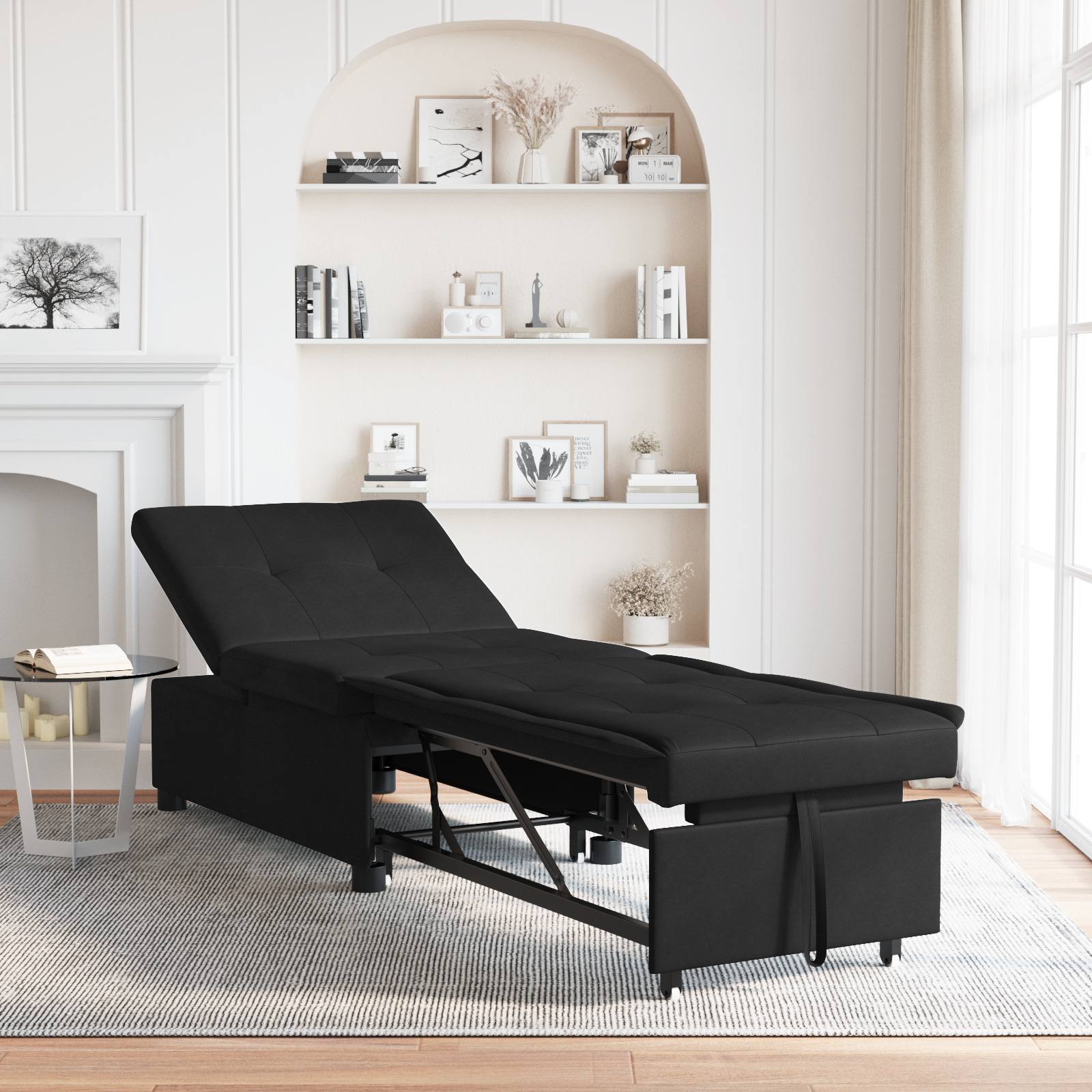 Thumbnail - vidaXL Schlafsofa mit Kissen Schwarz 67 x 194 x 82 cm Sperrholz