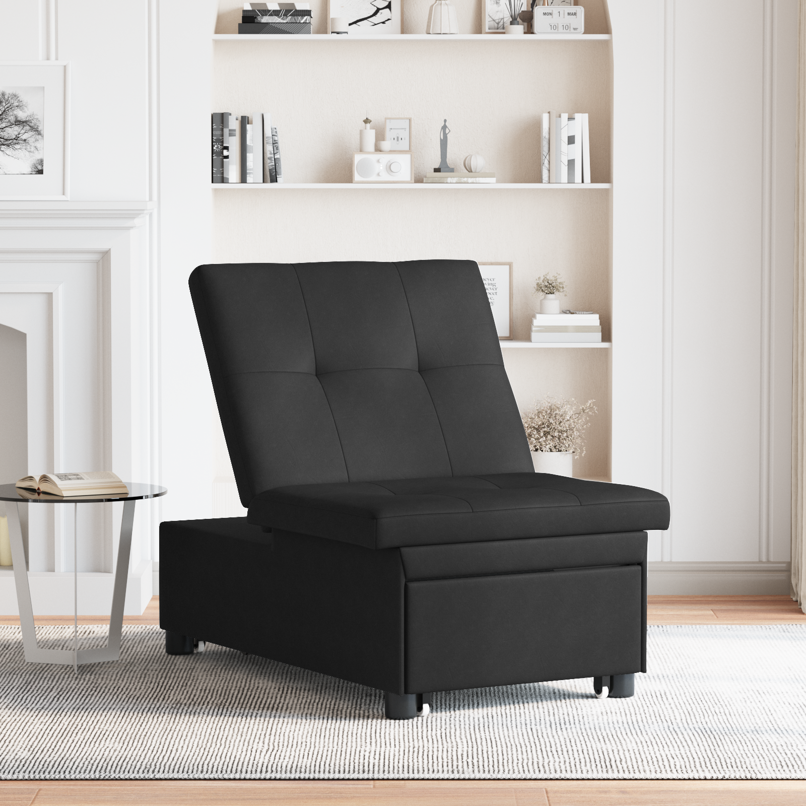Thumbnail - vidaXL Schlafsofa mit Kissen Schwarz 67 x 194 x 82 cm Sperrholz
