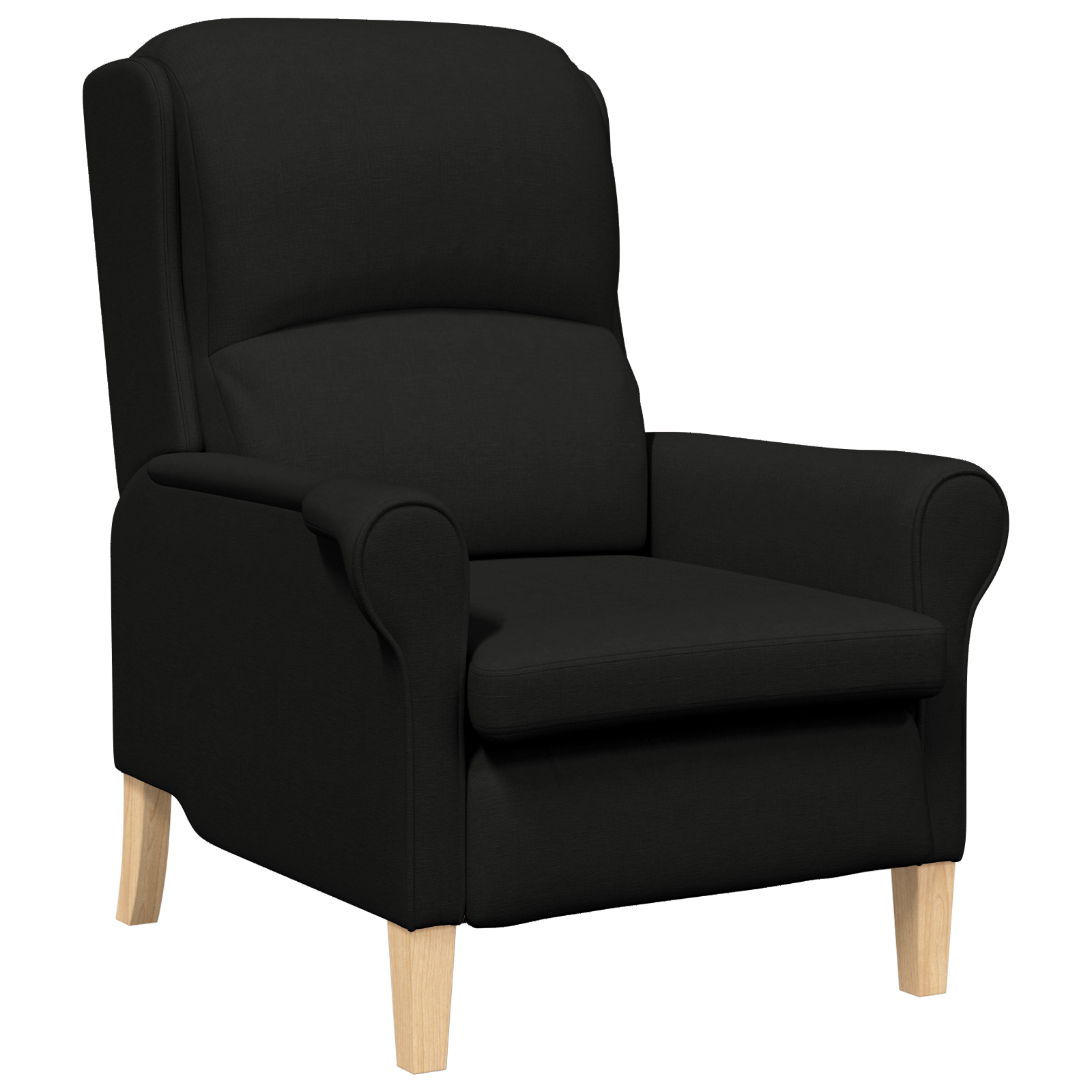 Modern Armchair Black Polyester Fabric, Wood Standard Armchair Size - Image 2
