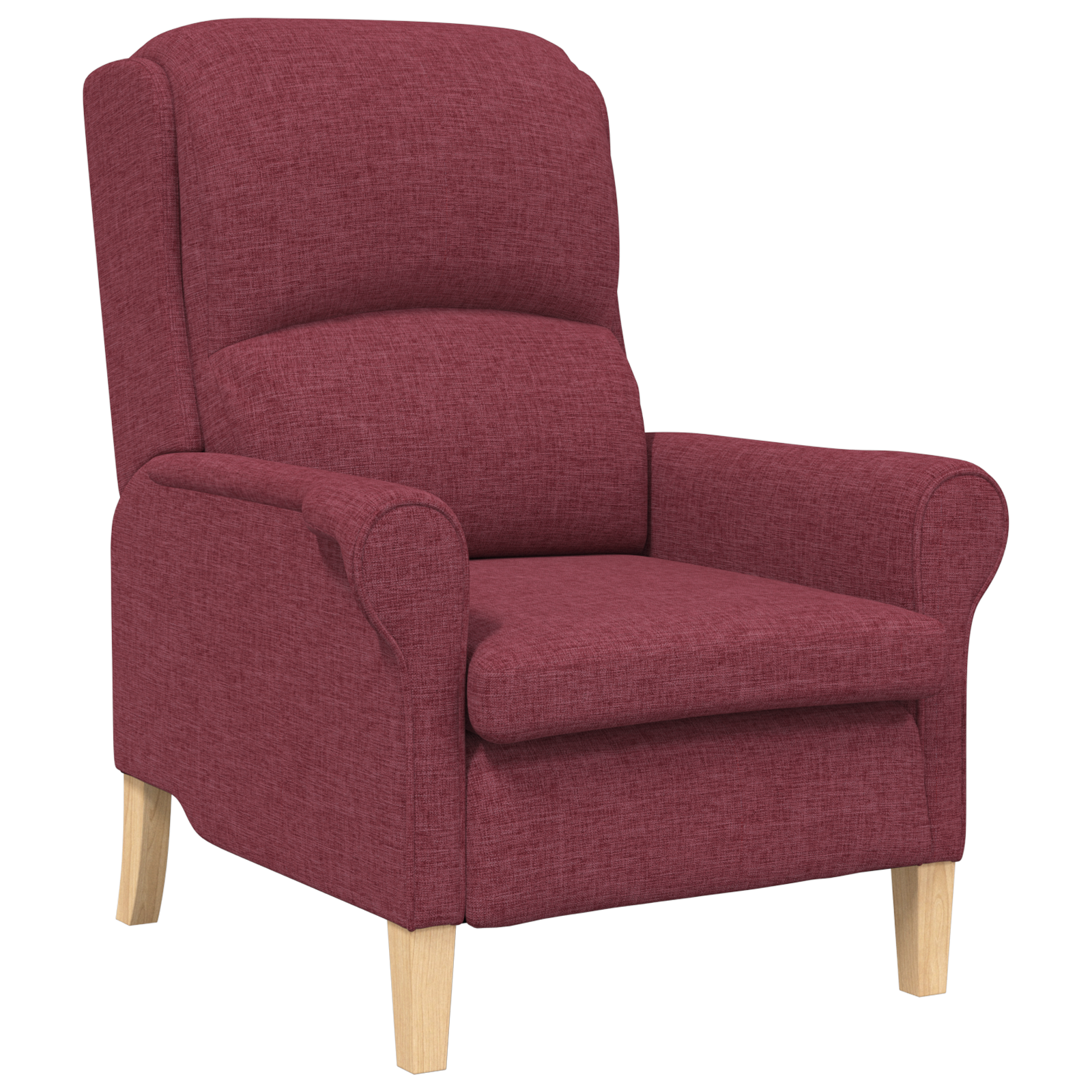 Modern Armchair Wine Red Polyester Fabric with Wooden Frame Medium - Image 2