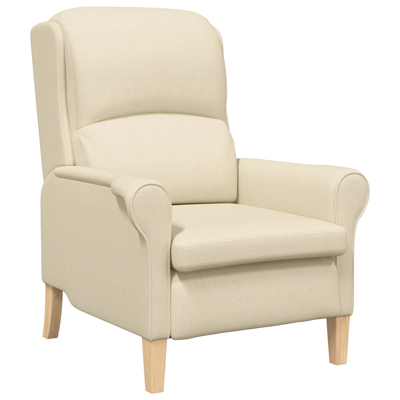 Modern Armchair Cream Fabric and Wood Medium Cream Armchair - Image 2