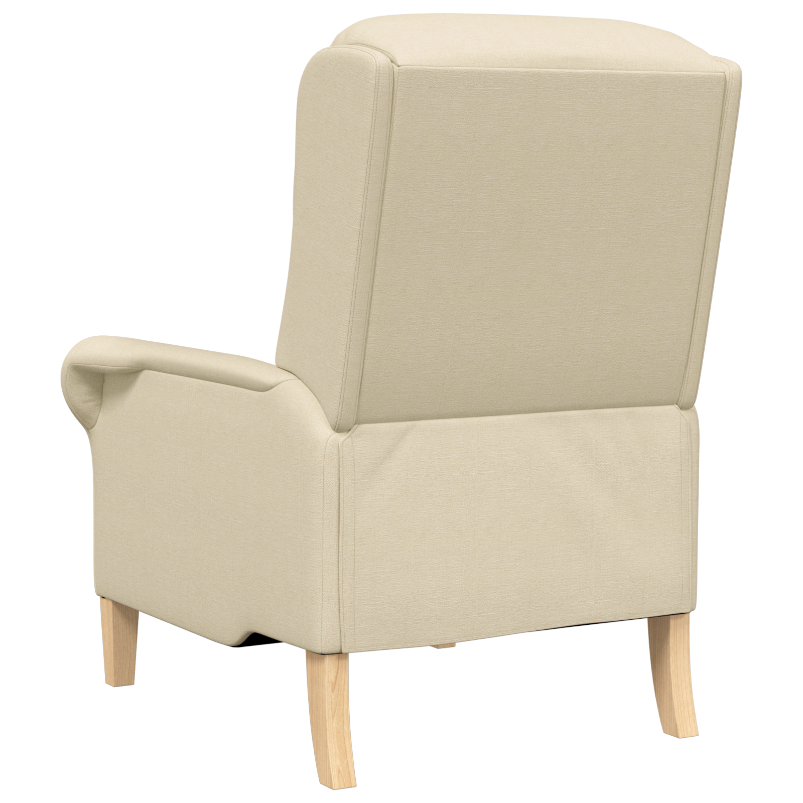 Modern Armchair Cream Fabric and Wood Medium Cream Armchair - Image 6