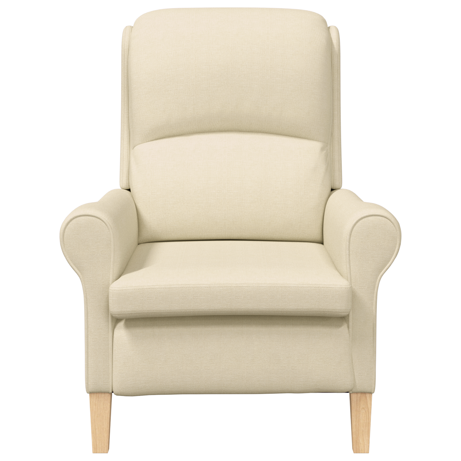 Modern Armchair Cream Fabric and Wood Medium Cream Armchair - Image 4