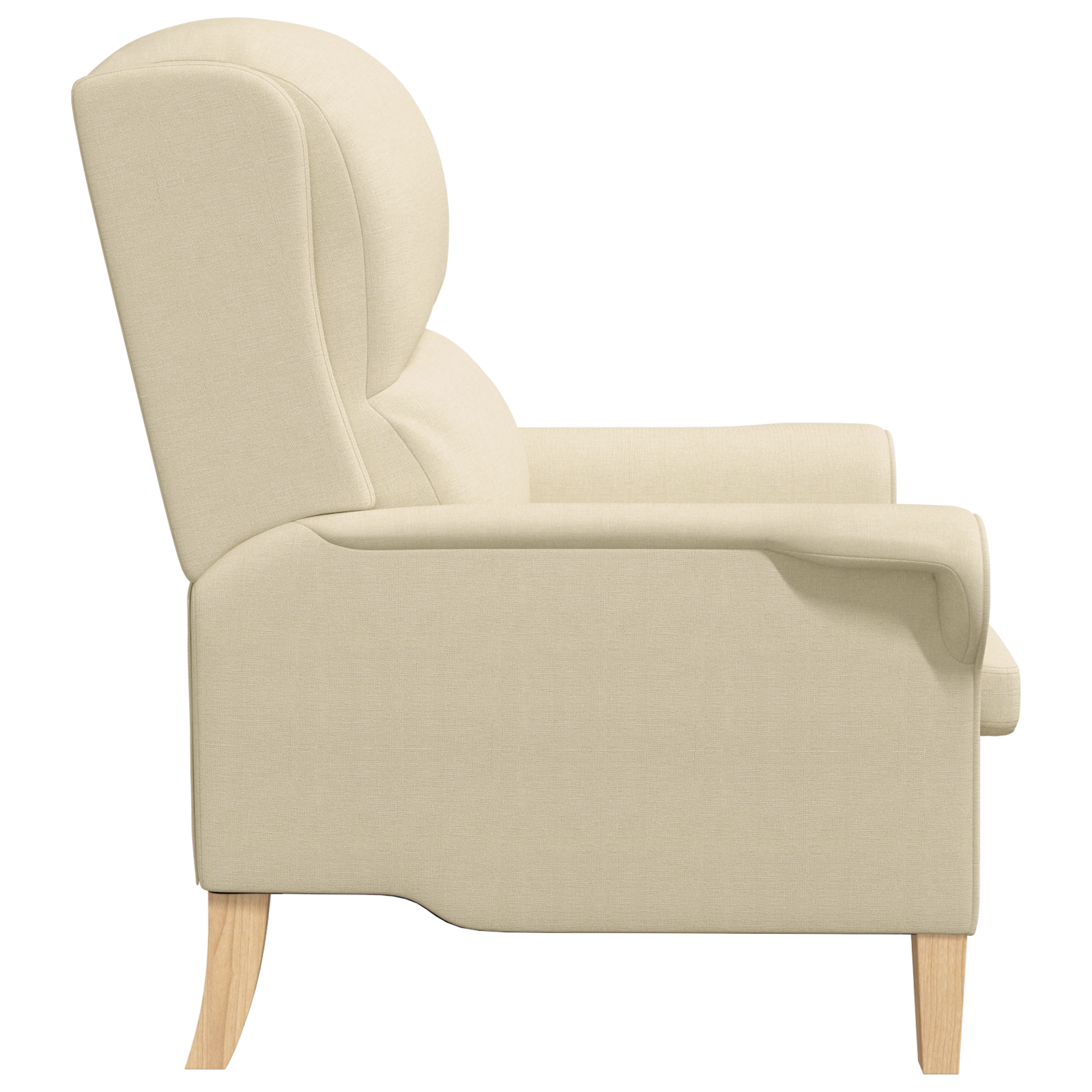 Modern Armchair Cream Fabric and Wood Medium Cream Armchair - Image 5