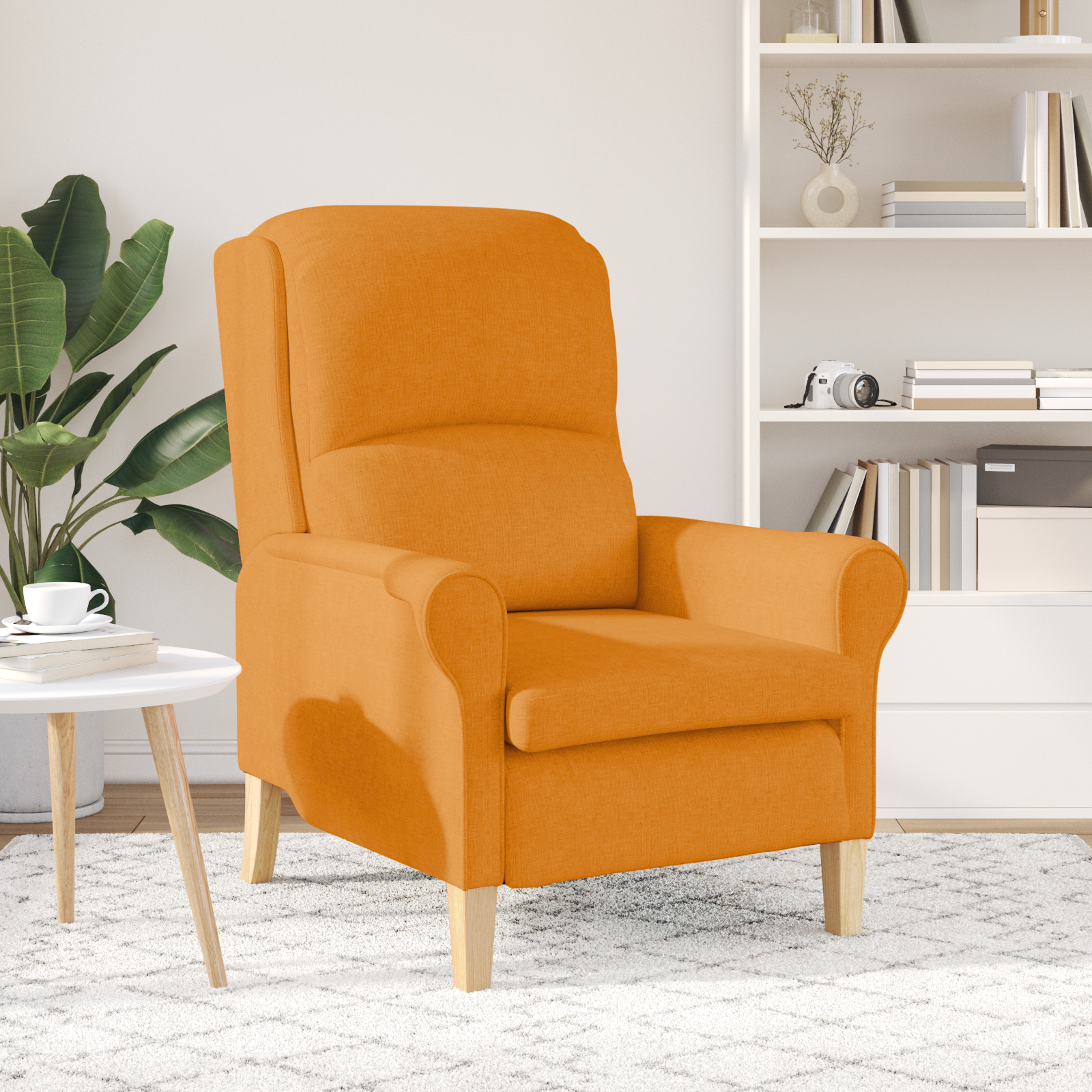 Modern Armchair Dark Yellow Fabric Large Ergonomic - Image 3